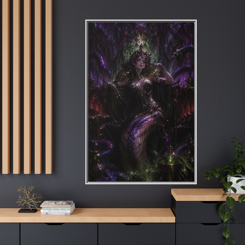 Dark Fantasy Goddess Matte Canvas Print — Framed Multi‑Color Wall Art