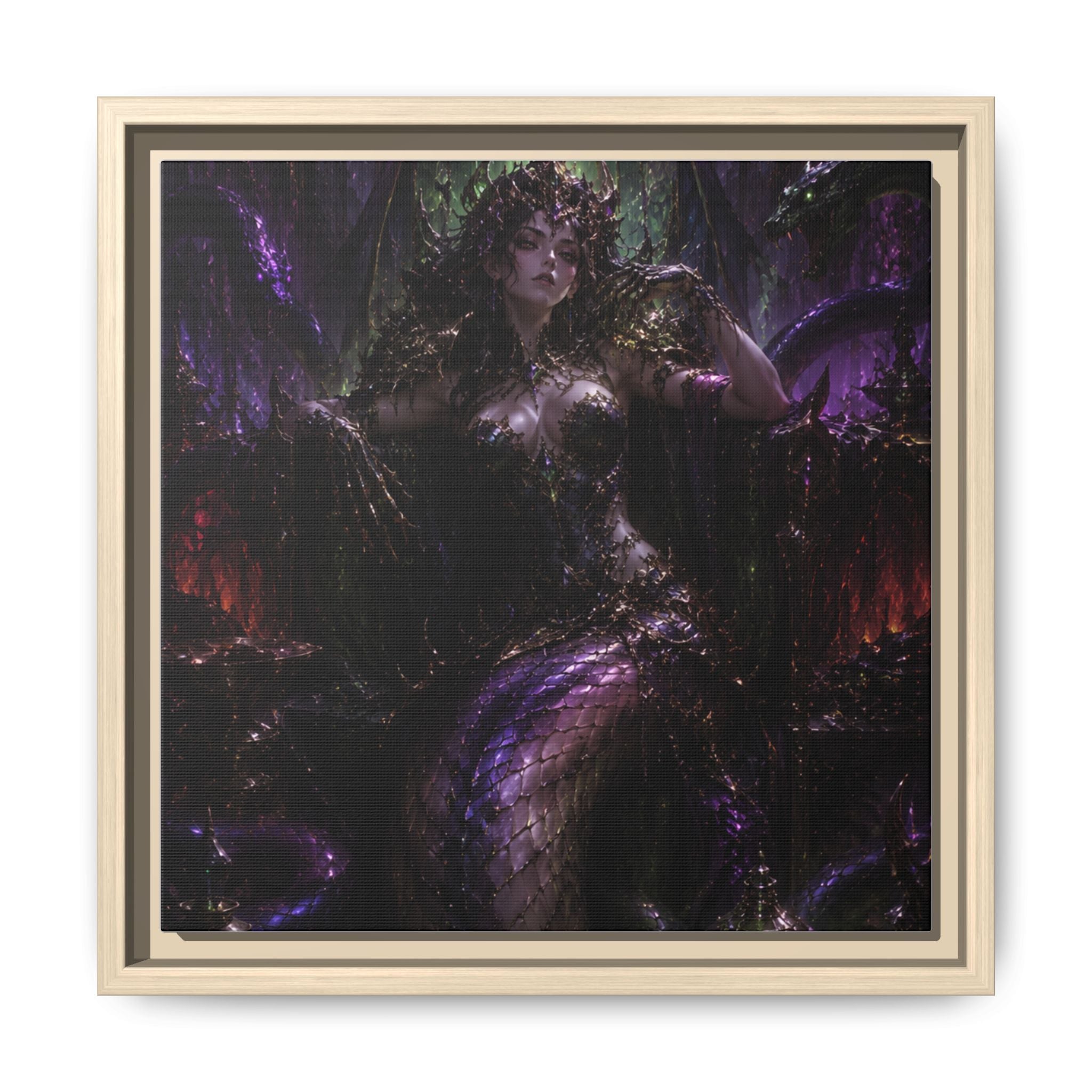 Dark Fantasy Goddess Matte Canvas Print — Framed Multi‑Color Wall Art