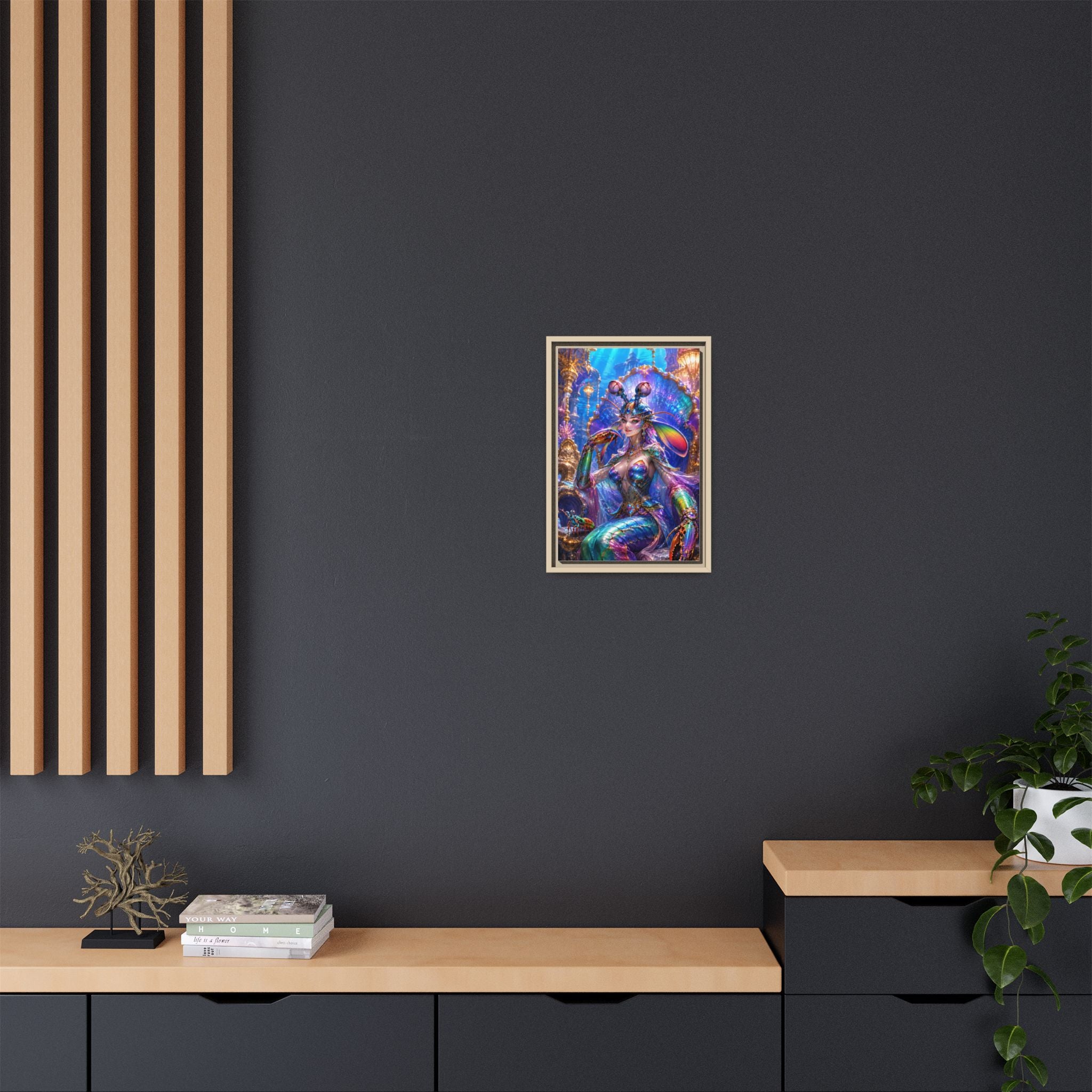 Mermaid Queen Framed Matte Canvas Art — Vibrant Fantasy Underwater Wall Decor