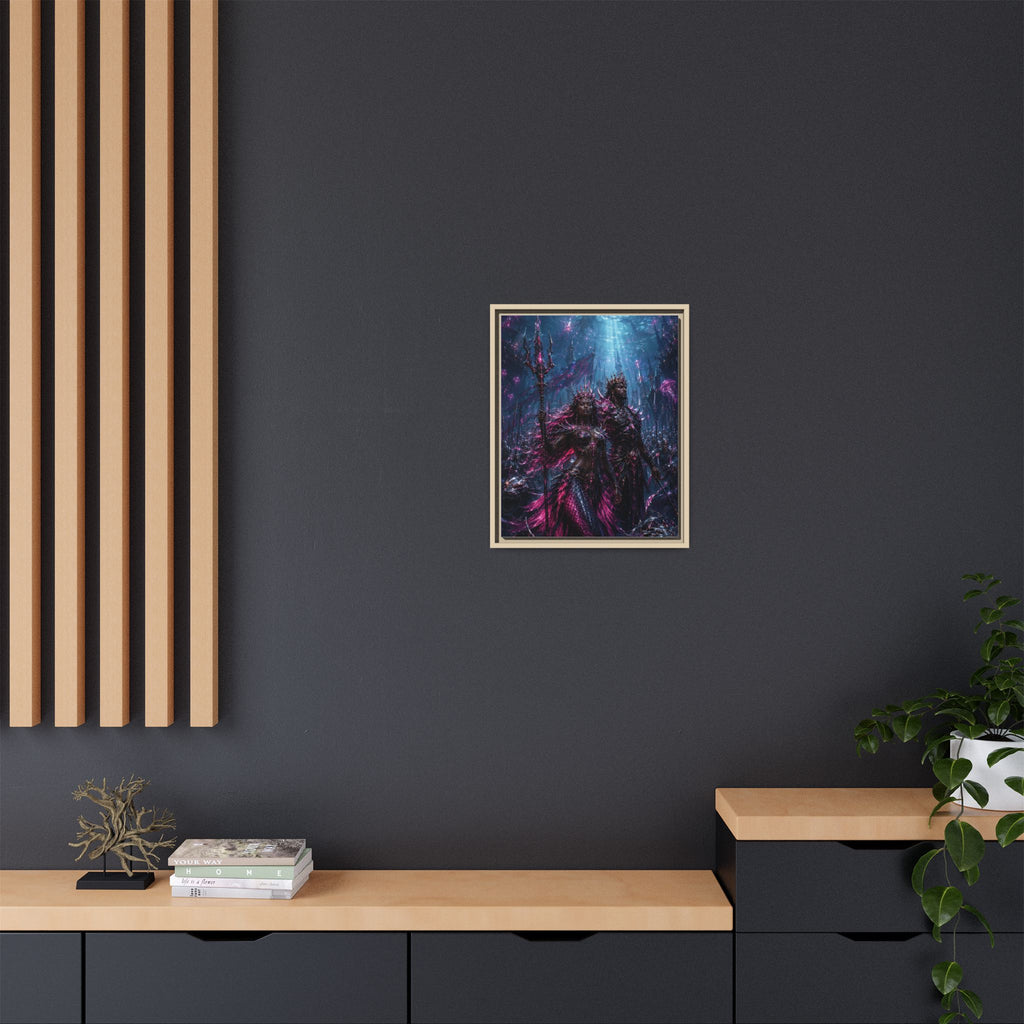 Framed Matte Canvas Print — Mystical Underwater King & Queen Artwork