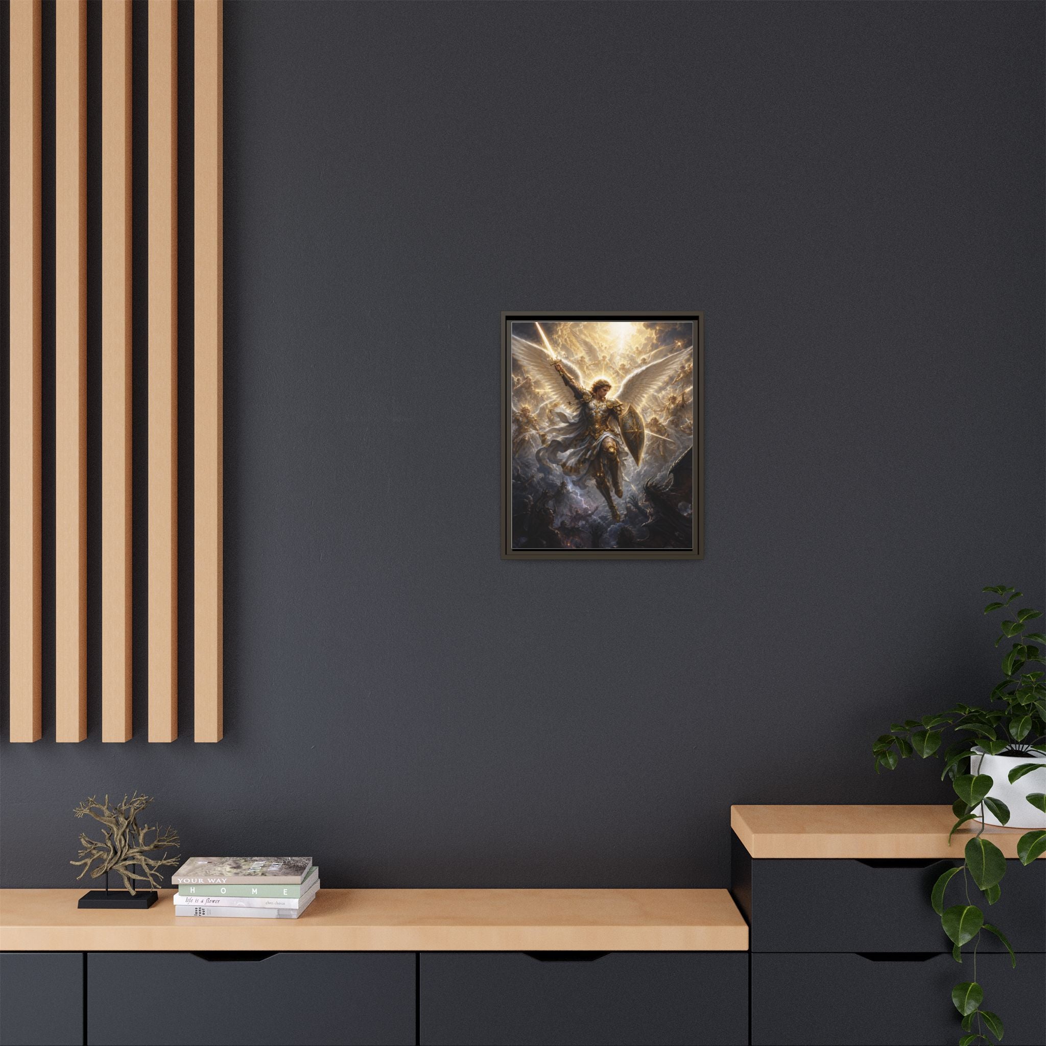 Framed Matte Canvas: Radiant Archangel Wall Art