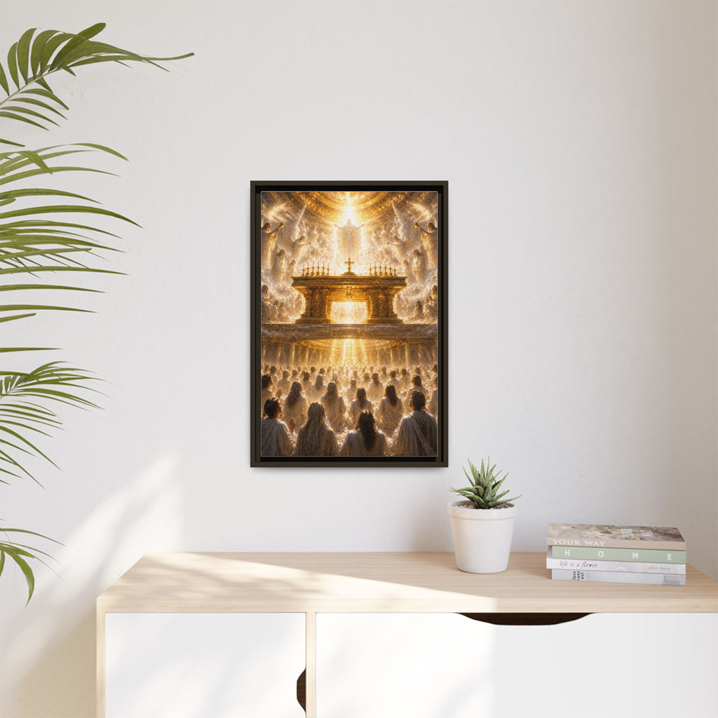 Heavenly Altar Matte Canvas Framed Wall Art — Spiritual Church Scene