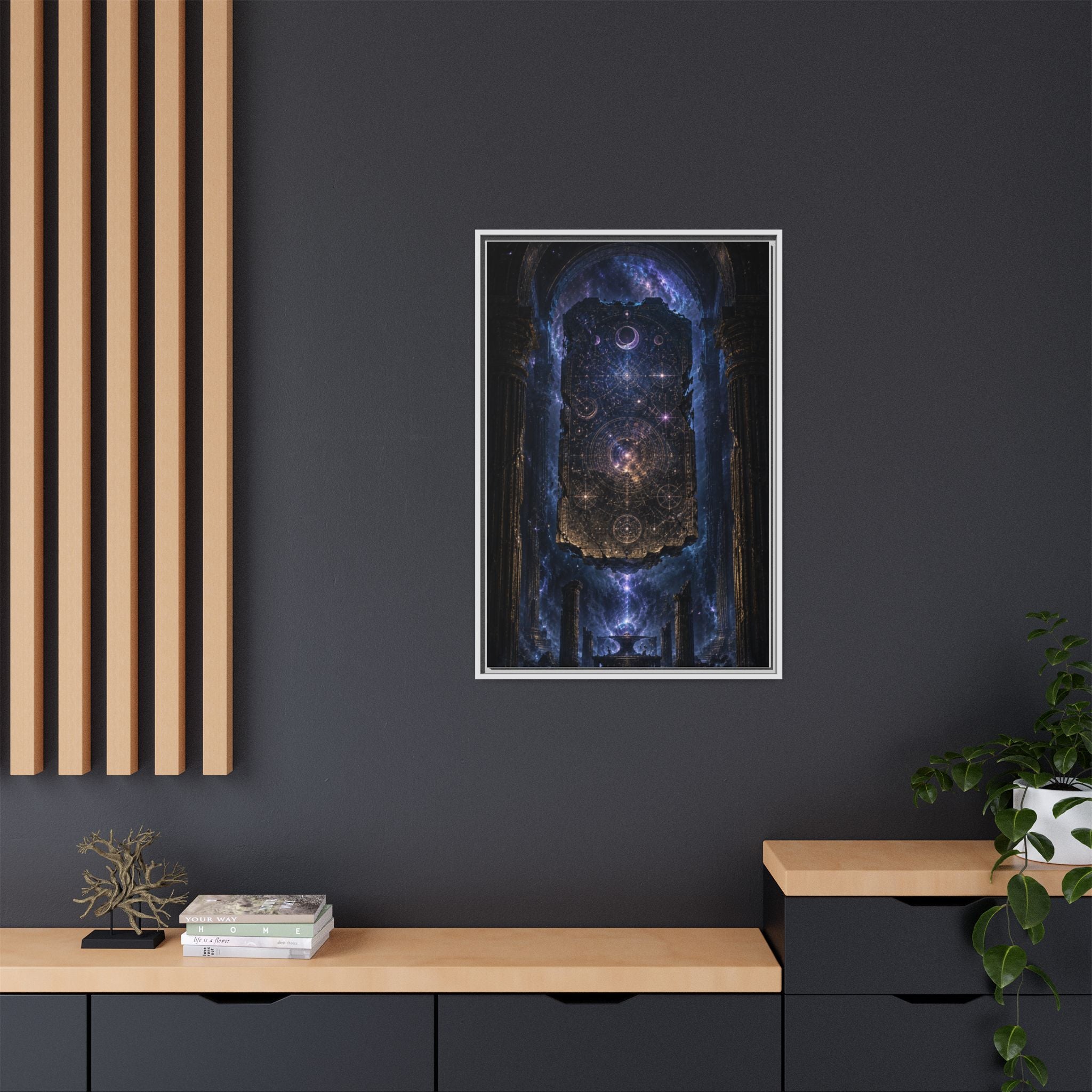 Framed Matte Canvas Wall Art — Cosmic Cathedral Galaxy Print