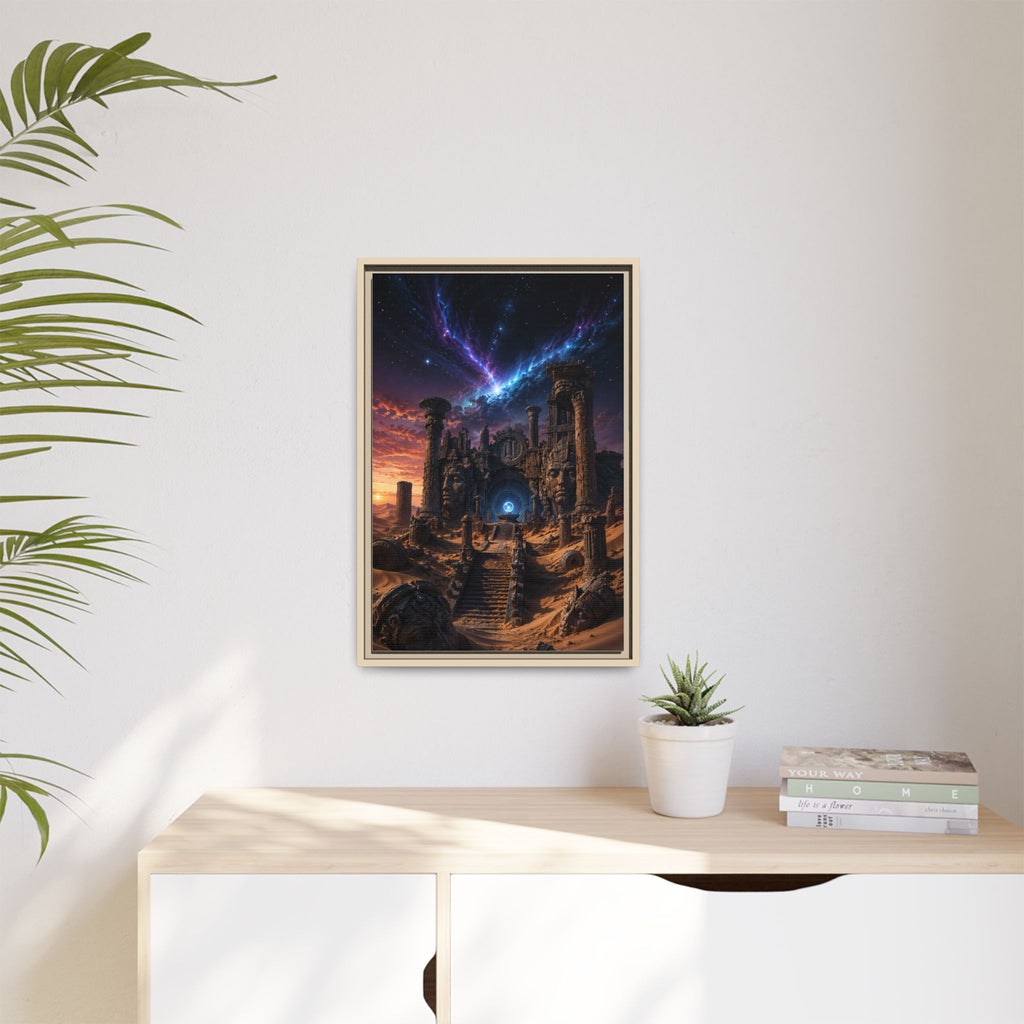 Framed Matte Canvas — Mystical Desert Ruins Nightscape