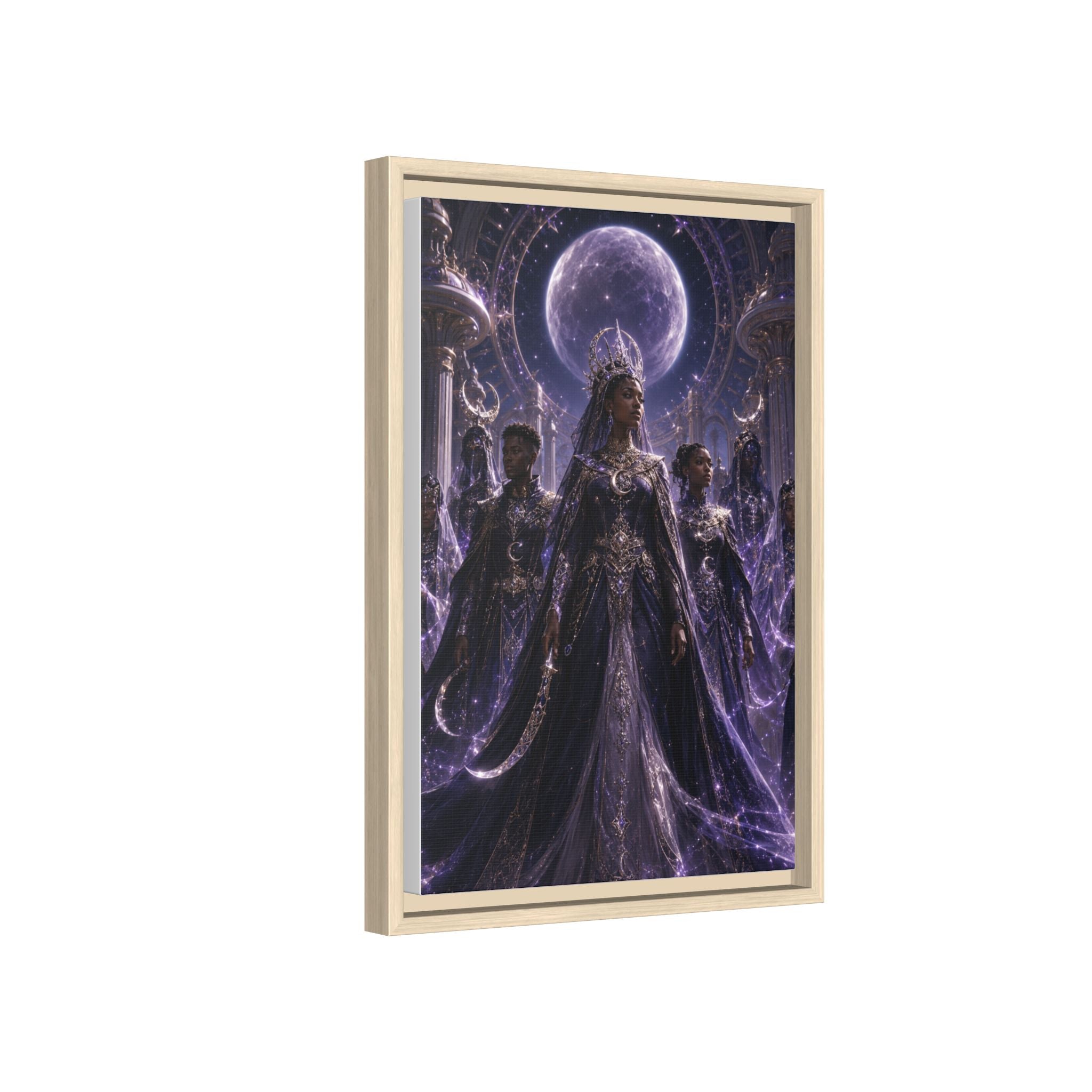 Mystic Moon Queen Framed Matte Canvas Print — Fantasy Royalty Wall Art