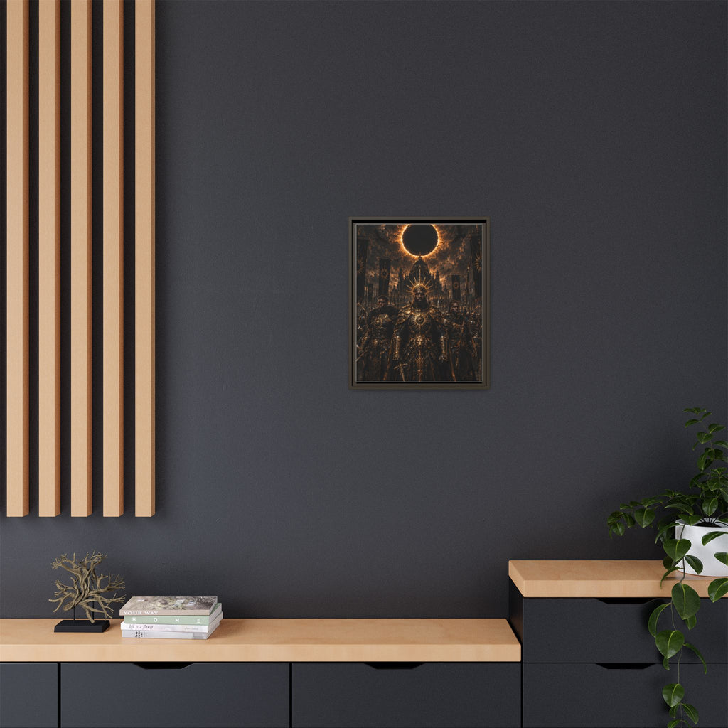 Dark Solar Eclipse Warrior Matte Canvas Framed Art Print