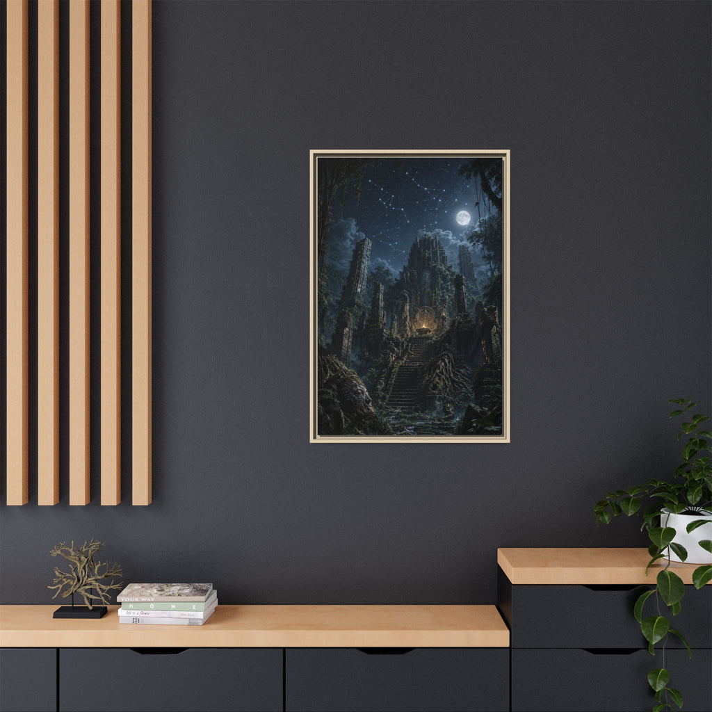 Framed Matte Canvas - Moonlit Ruins Fantasy Wall Art