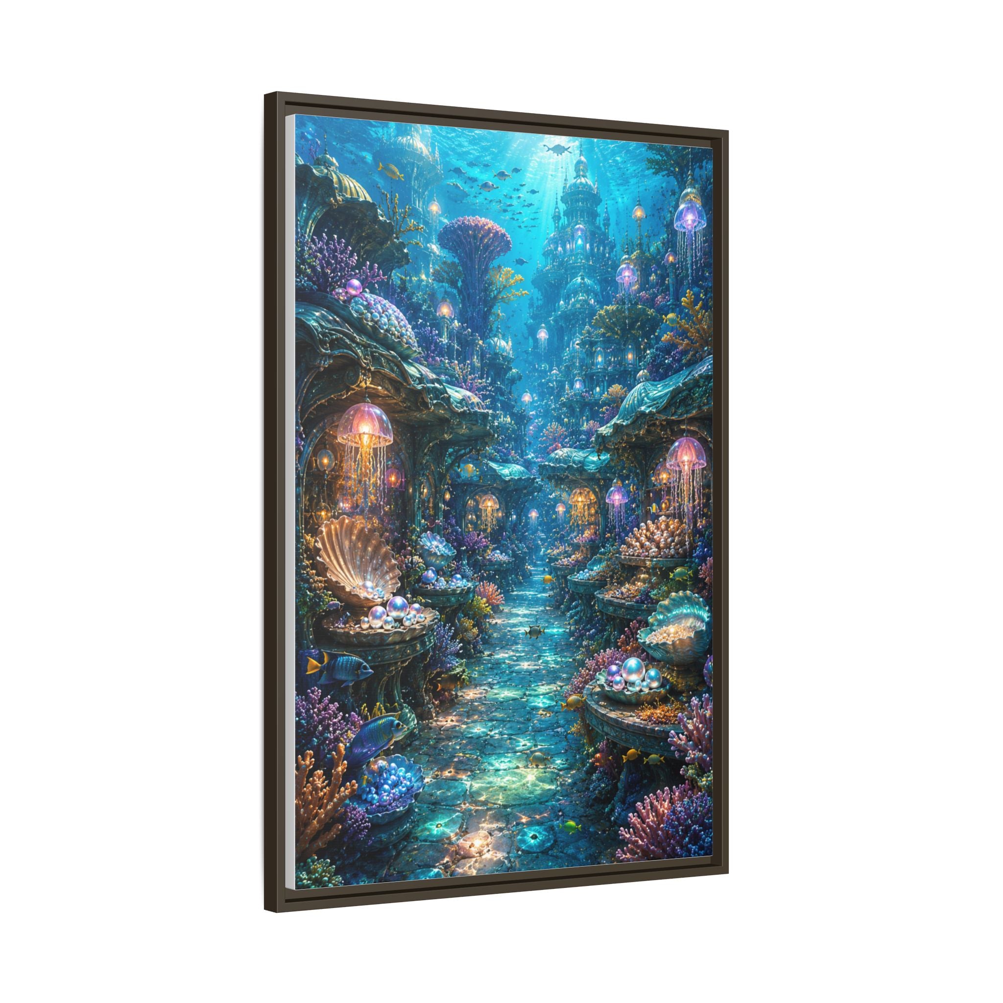 Framed Matte Canvas - Enchanted Underwater Coral Reef Print