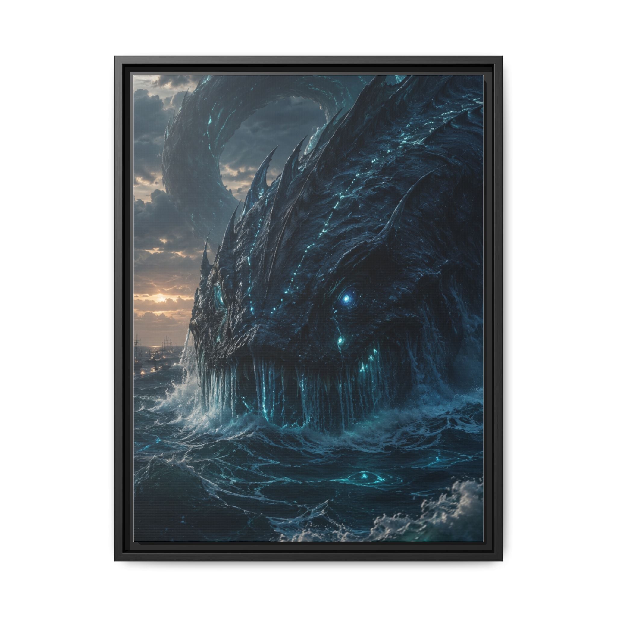 Framed Matte Canvas - Mythic Sea Leviathan Wall Art