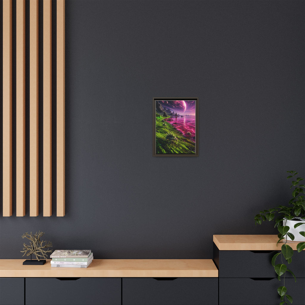 Framed Matte Canvas - Neon Alien Landscape Wall Art