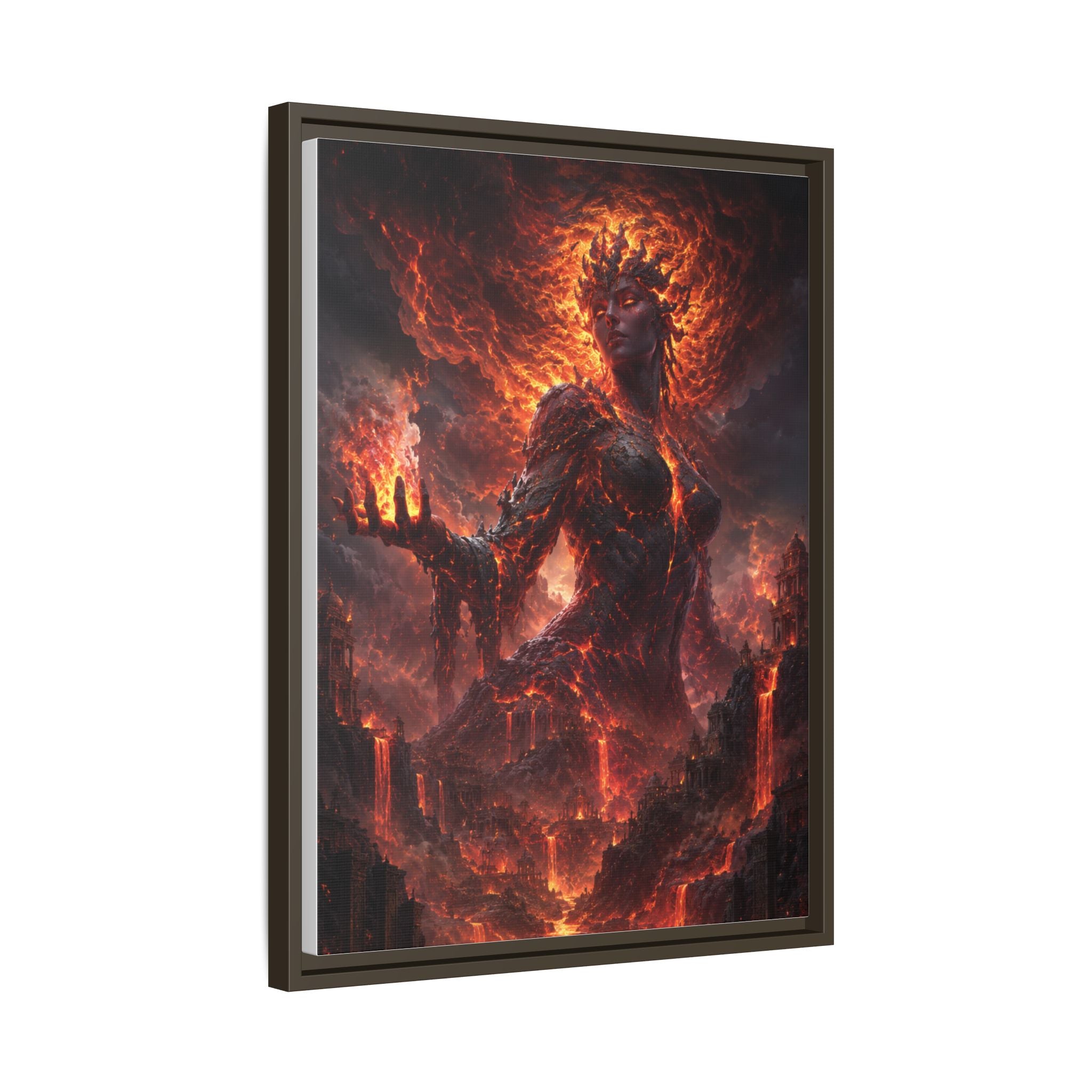 Framed Matte Canvas — Fiery Demon Goddess Wall Art