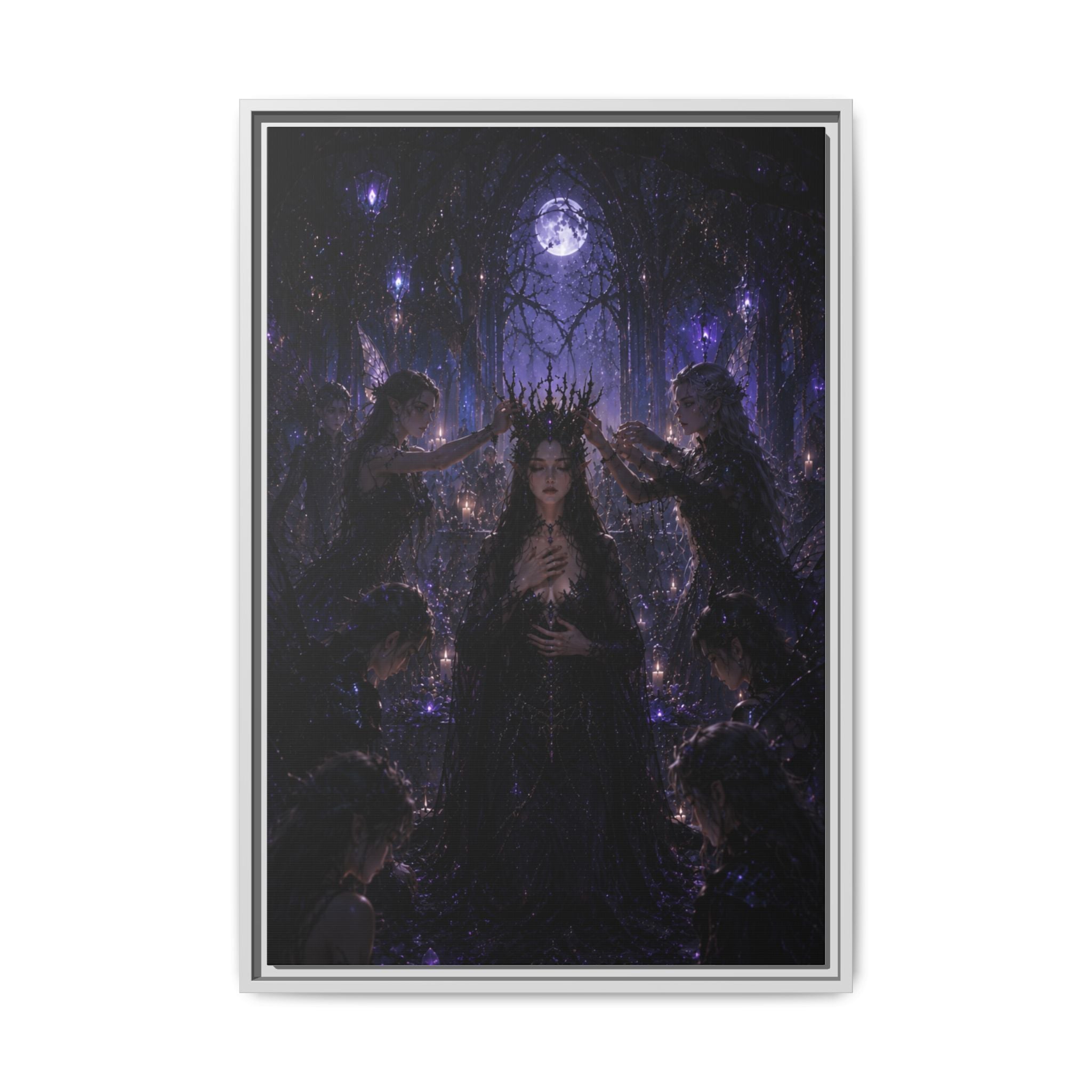 Gothic Moon Queen Framed Canvas Print
