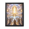Heavenly Throne Room Matte Framed Canvas — Golden Angelic Realm Wall Art