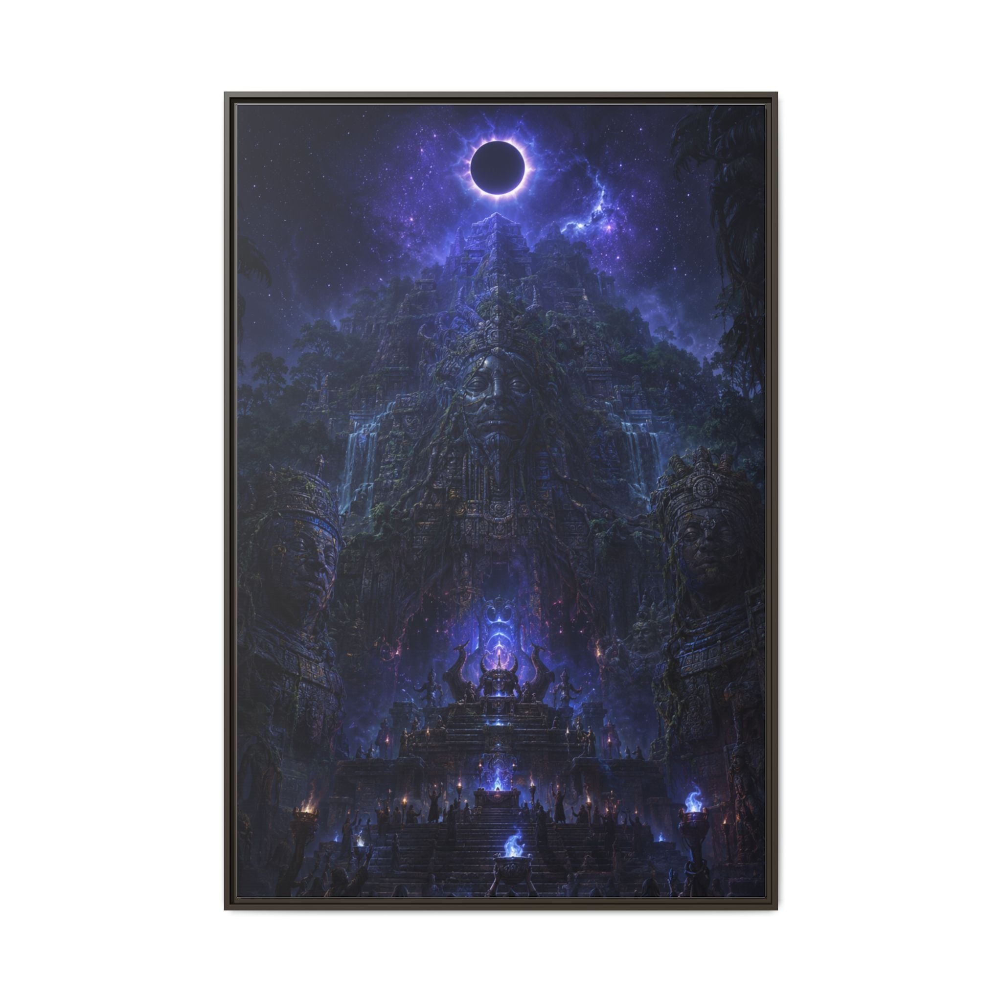 Dark Fantasy Canvas Print — Eclipse Over Mystic Citadel (Framed Matte)