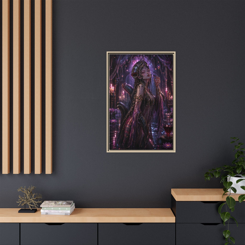 Gothic Fantasy Goddess Matte Canvas Print — Framed Dark Purple Wall Art