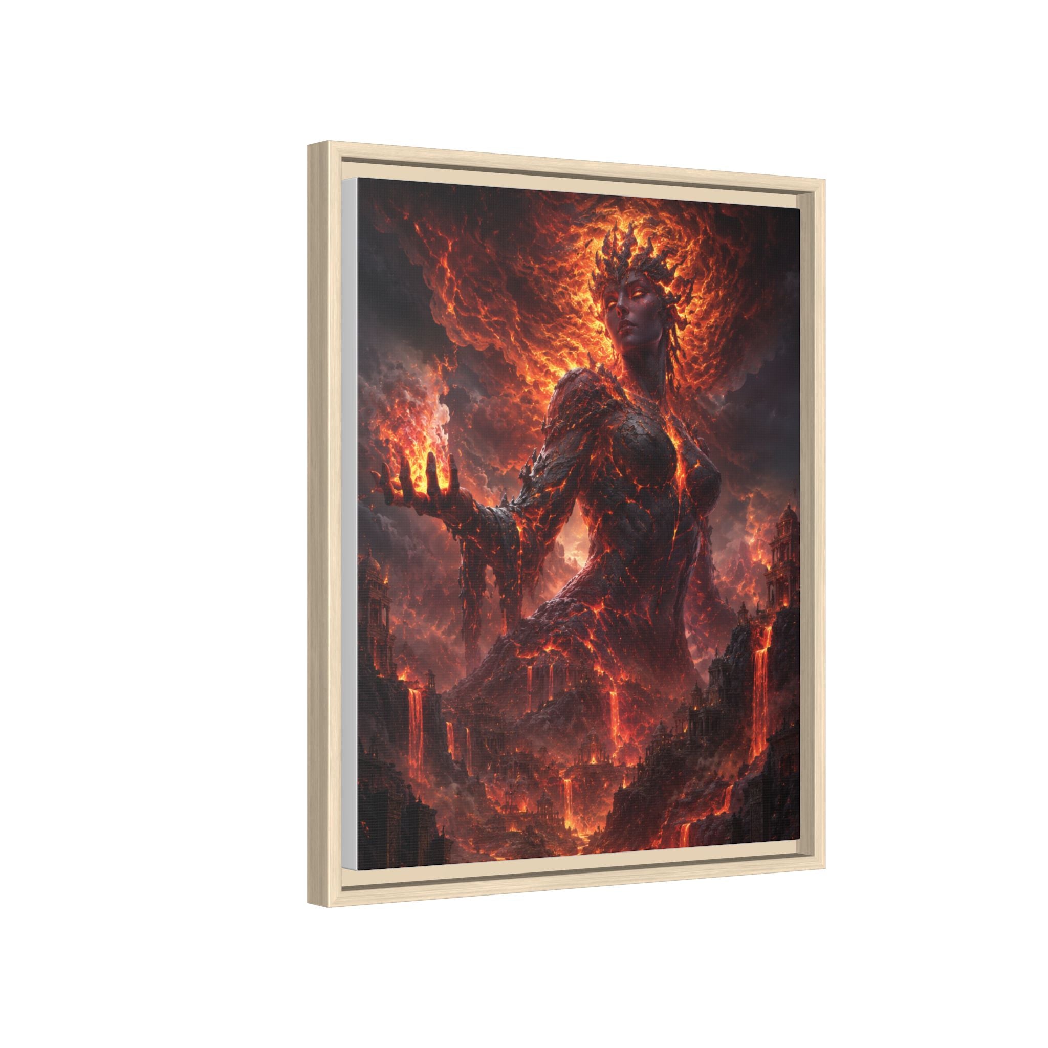 Framed Matte Canvas — Fiery Demon Goddess Wall Art