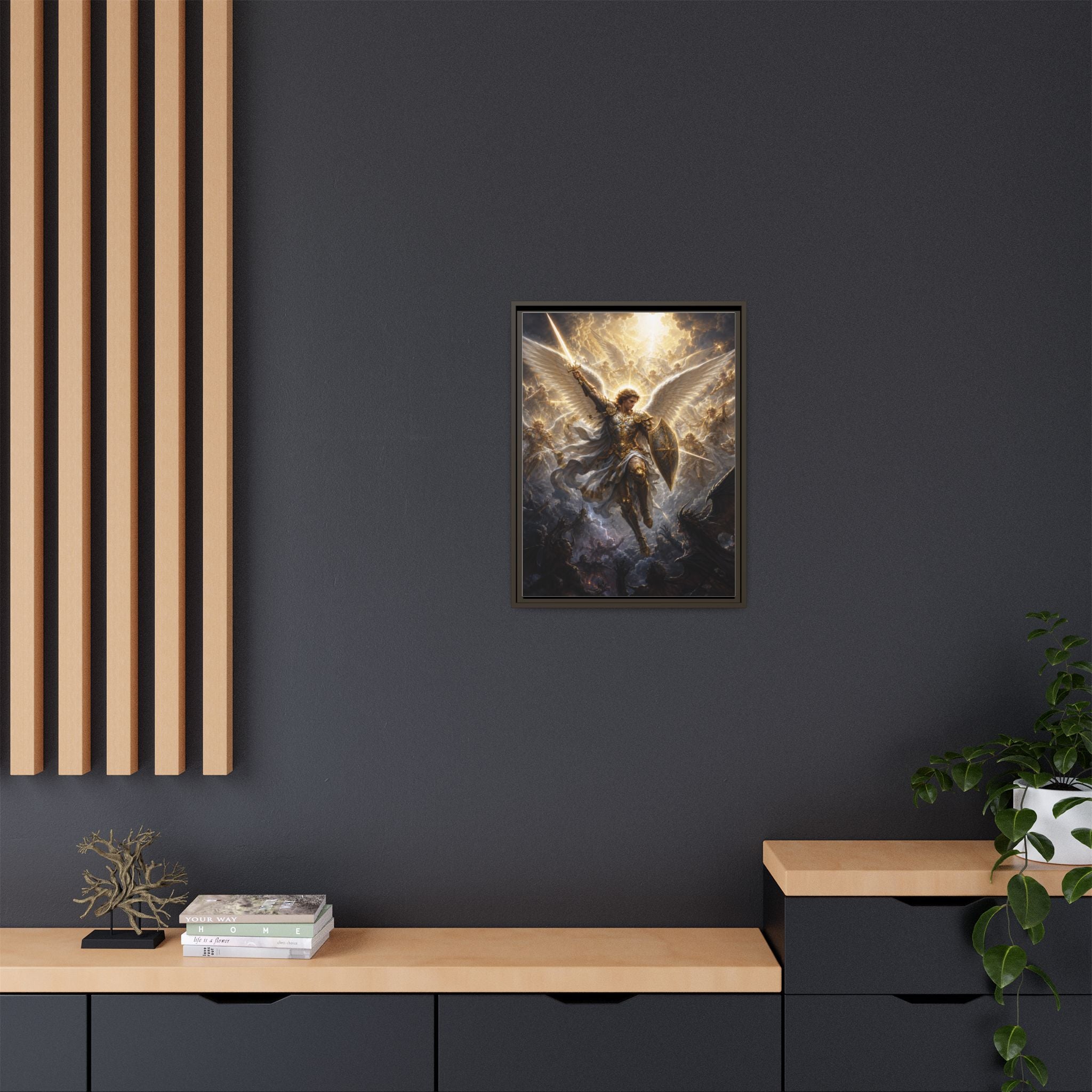 Framed Matte Canvas: Radiant Archangel Wall Art