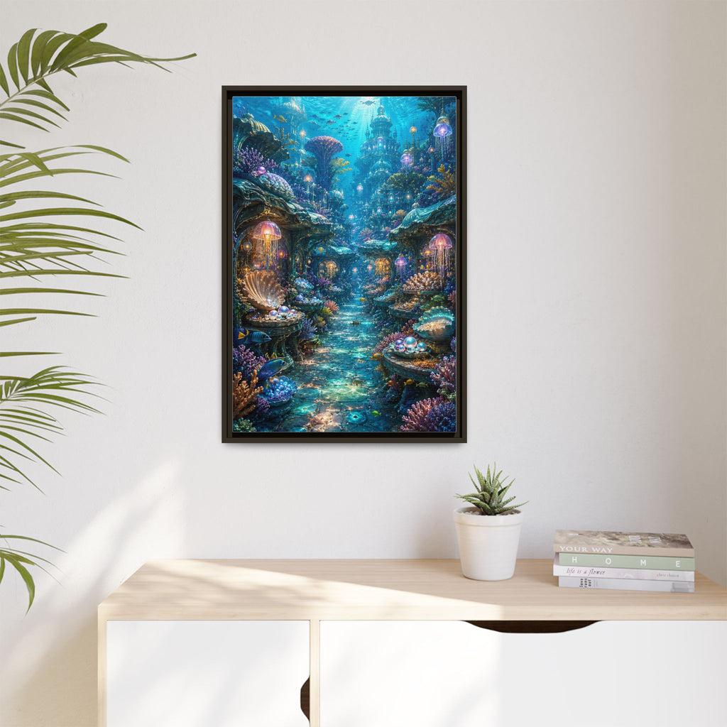 Framed Matte Canvas - Enchanted Underwater Coral Reef Print