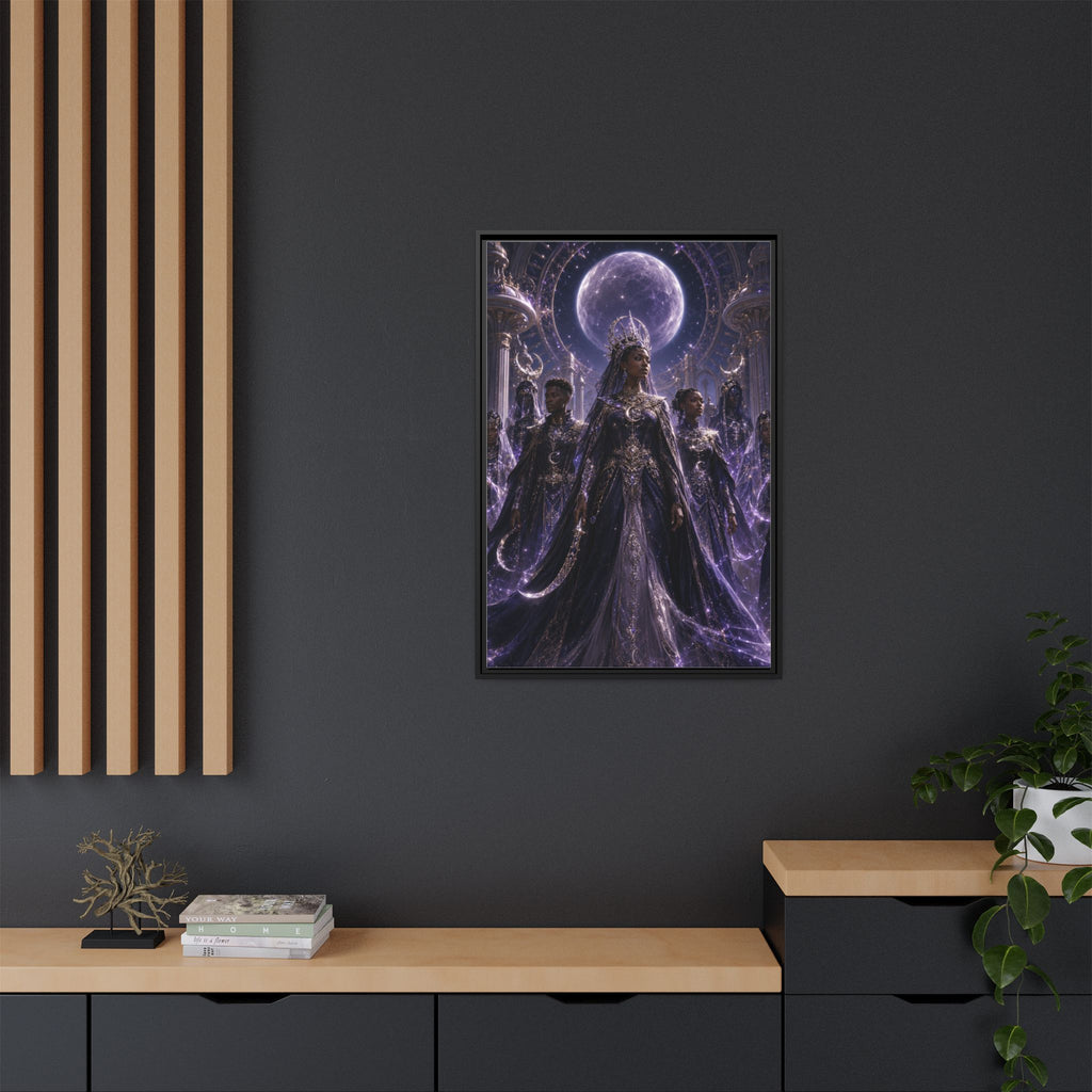 Mystic Moon Queen Framed Matte Canvas Print — Fantasy Royalty Wall Art
