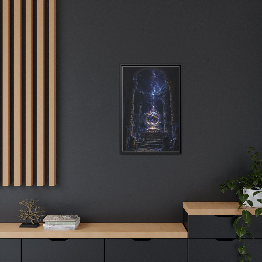 Framed Cosmic Temple Matte Canvas Art — Mystic Astral Orb Wall Decor