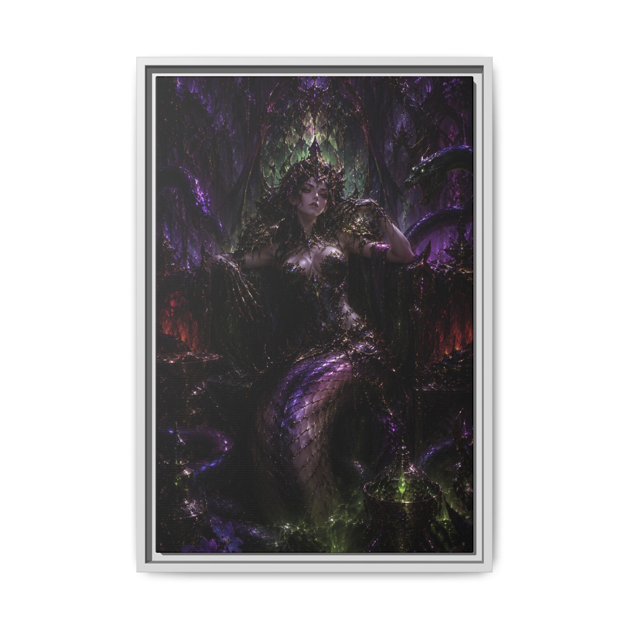 Dark Fantasy Goddess Fine Art Paper Print — Multi‑Color Wall Art