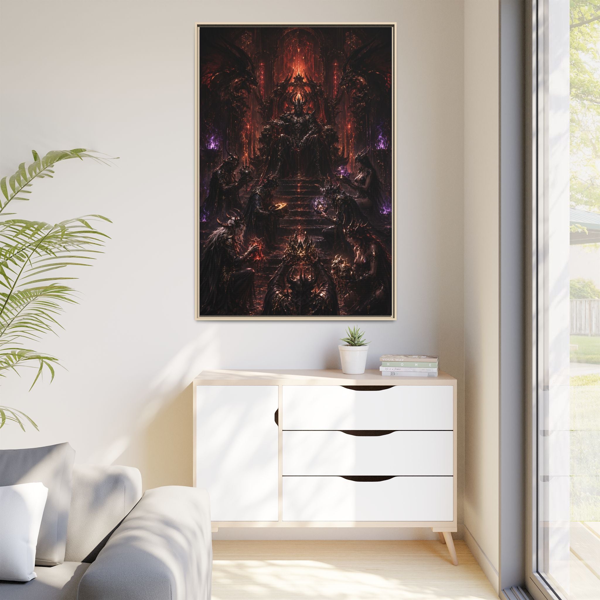 Dark Fantasy Throne Room Matte Canvas Print (Framed)