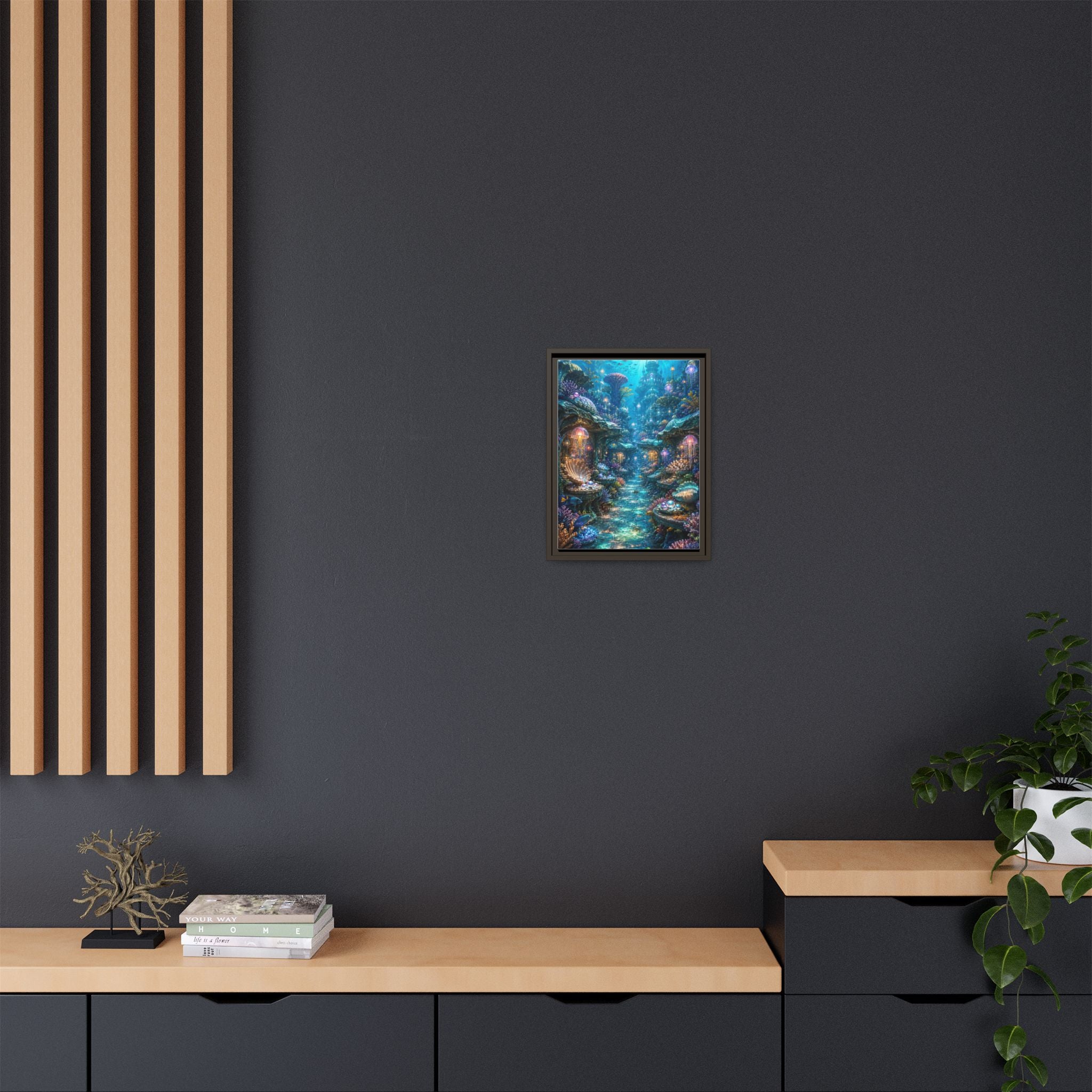 Framed Matte Canvas - Enchanted Underwater Coral Reef Print