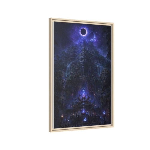 Dark Fantasy Canvas Print — Eclipse Over Mystic Citadel (Framed Matte)