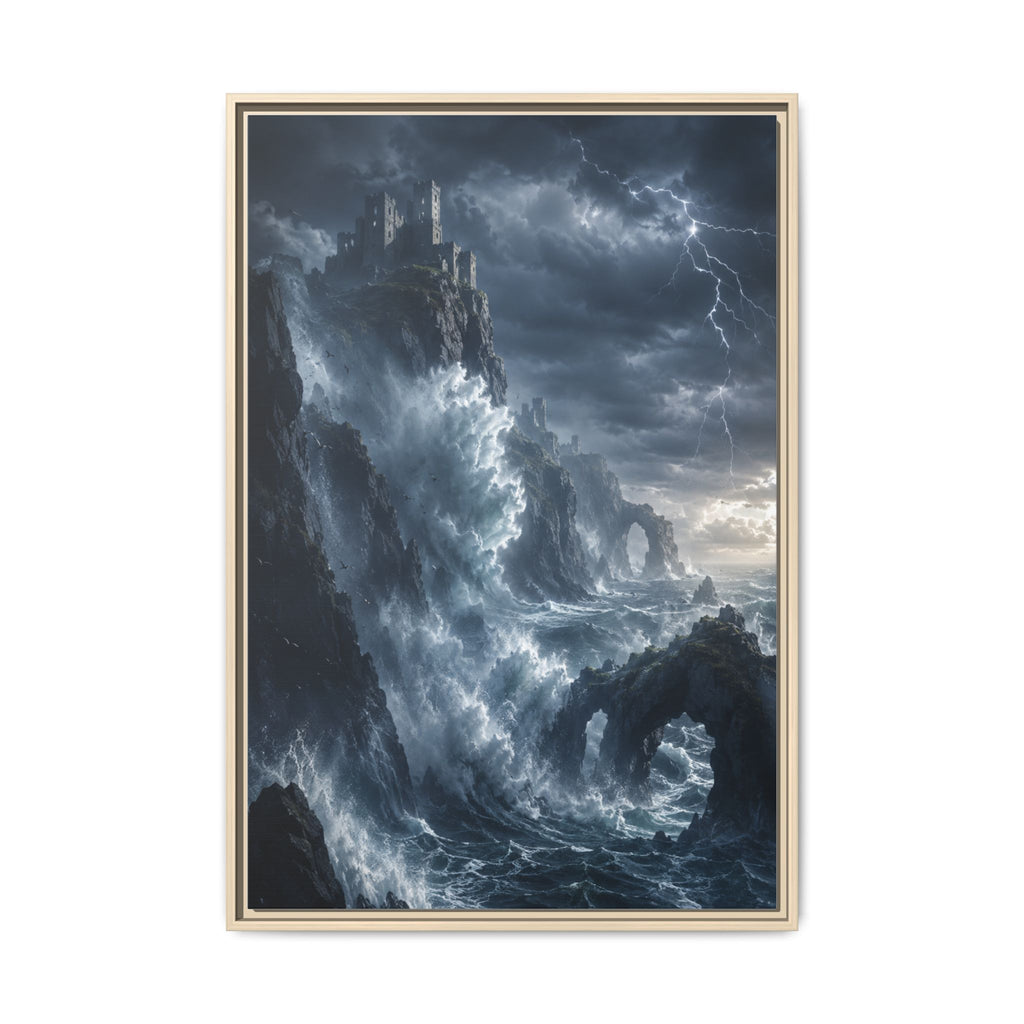 Framed Matte Canvas - Stormy Ocean Fantasy Wall Art