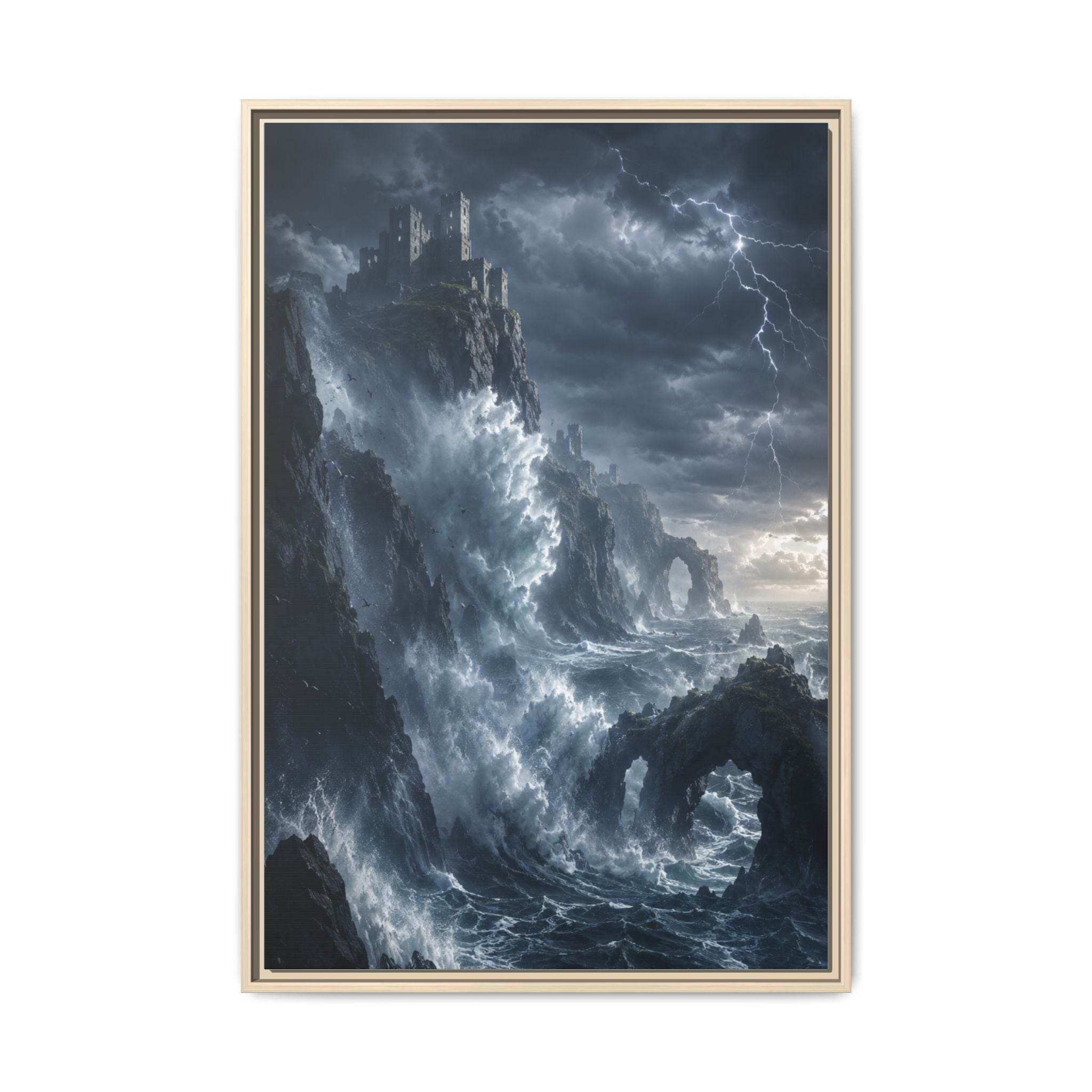 Framed Matte Canvas - Stormy Ocean Fantasy Wall Art