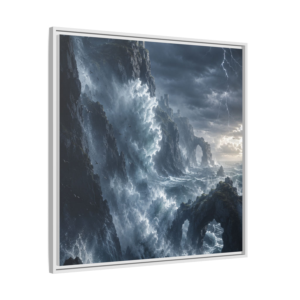 Framed Matte Canvas - Stormy Ocean Fantasy Wall Art