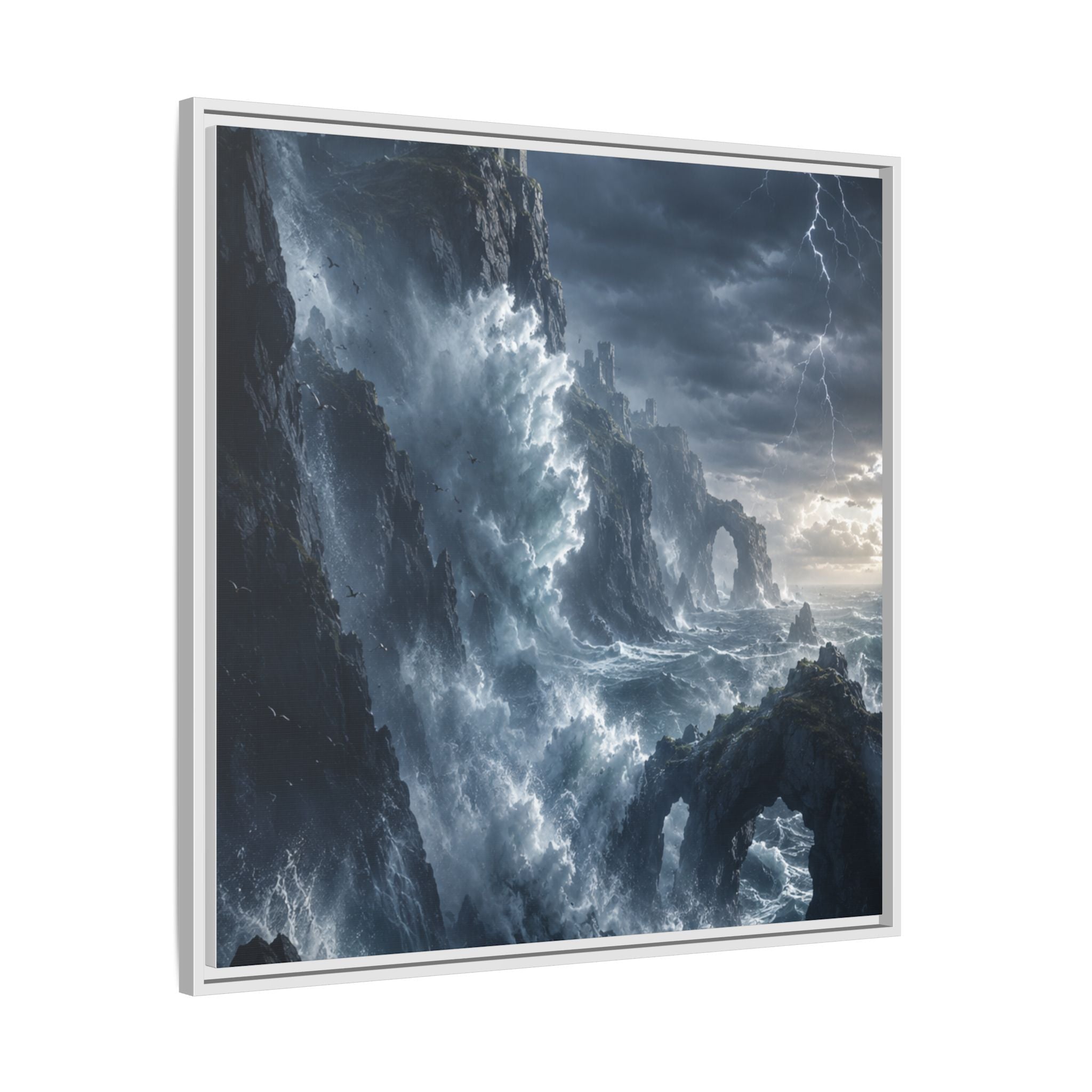 Framed Matte Canvas - Stormy Ocean Fantasy Wall Art