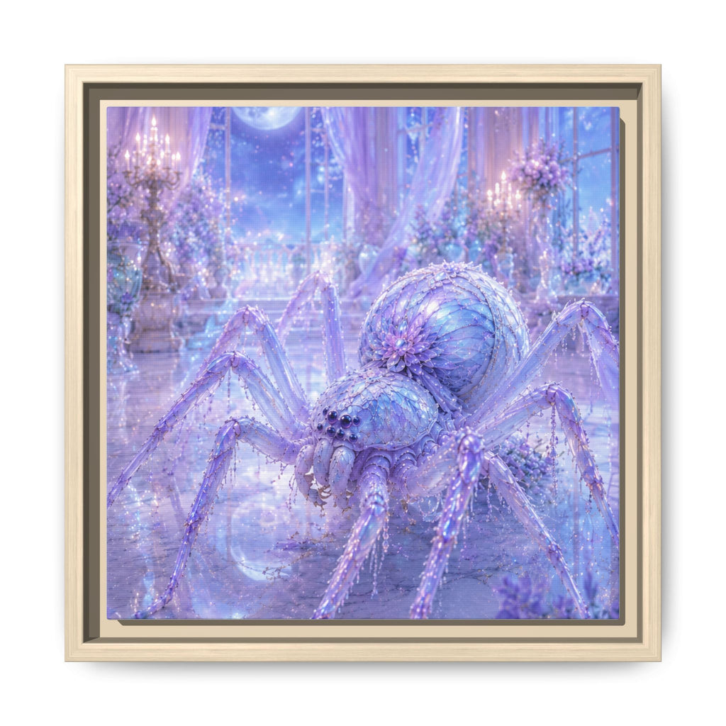 Moonlit Spider Fantasy Canvas Print — Lavender Enchanted Wall Art (Framed)