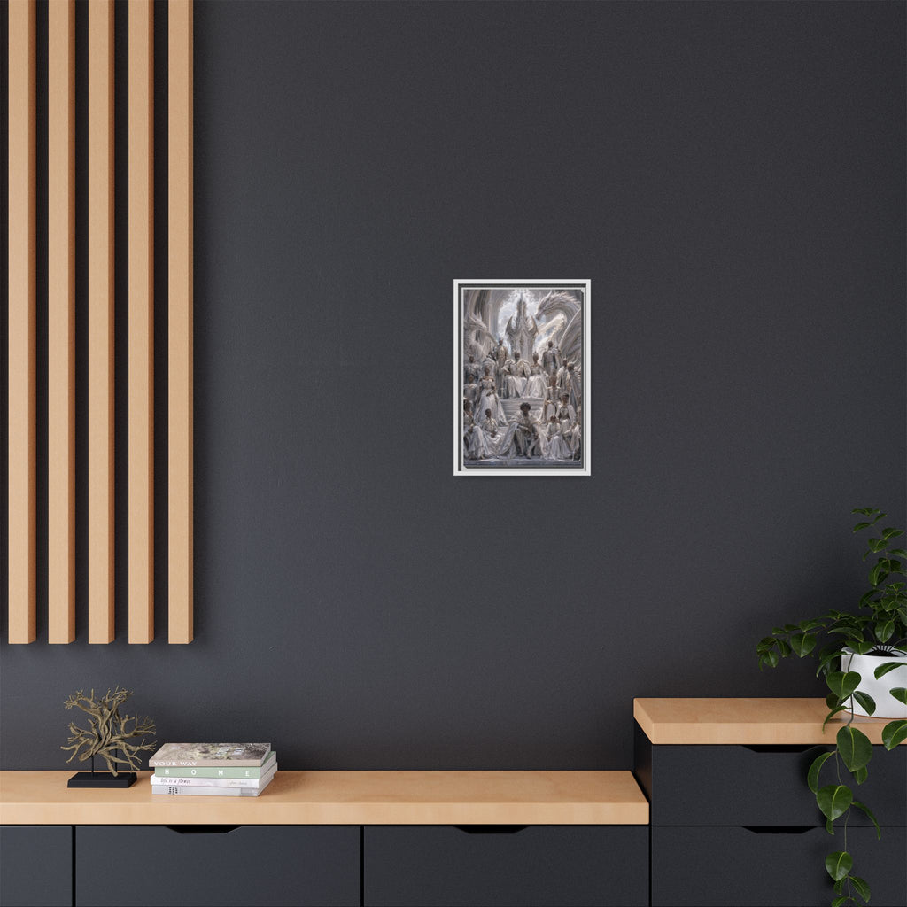 Framed Matte Canvas — Regal Dragon Court Fantasy Art Print