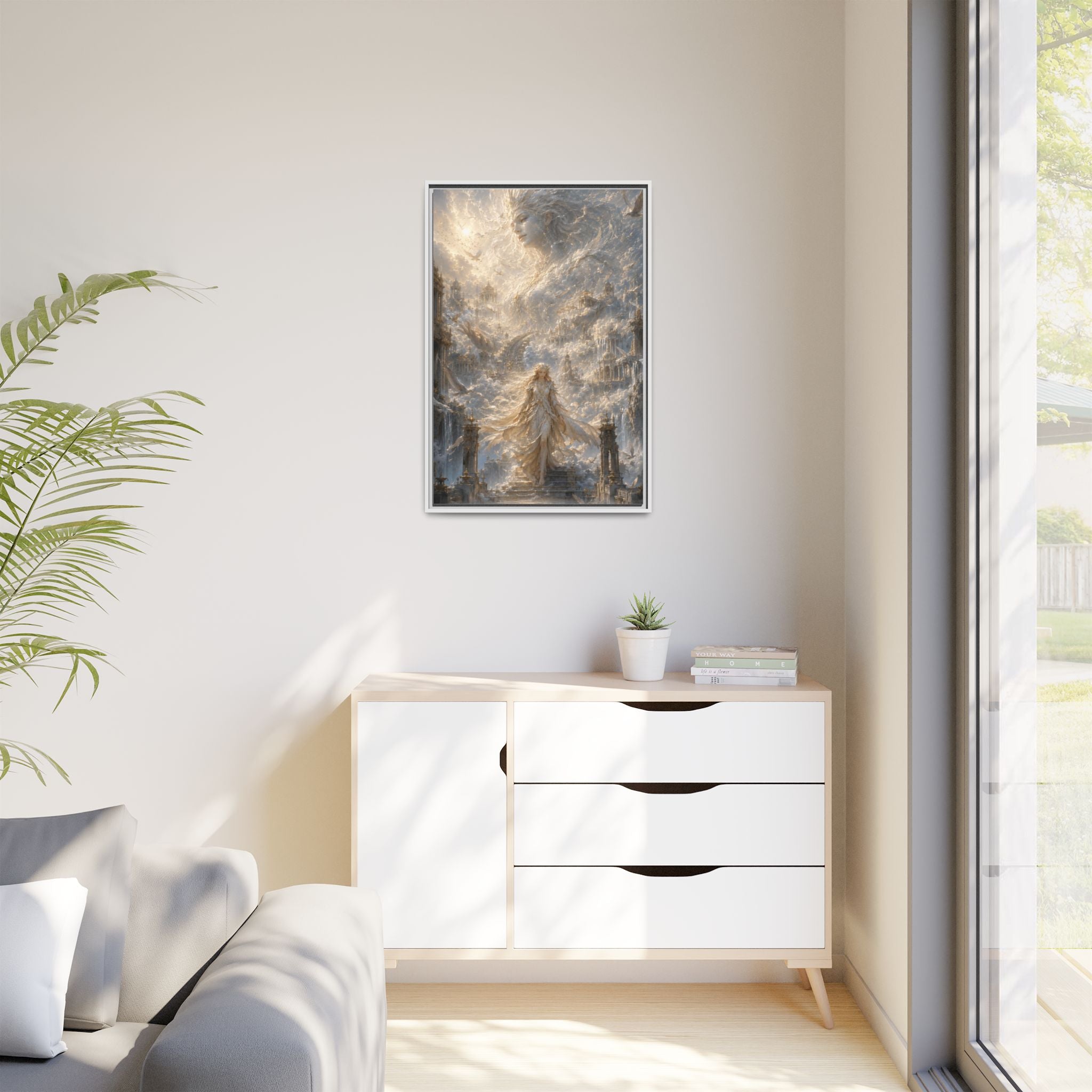 Ethereal Goddess Matte Framed Canvas Art — Dreamlike Fantasy Wall Decor
