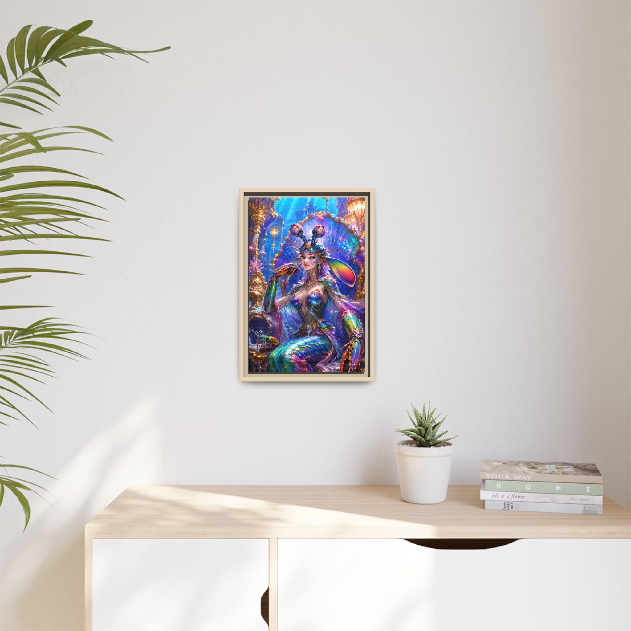 Mermaid Queen Framed Matte Canvas Art — Vibrant Fantasy Underwater Wall Decor