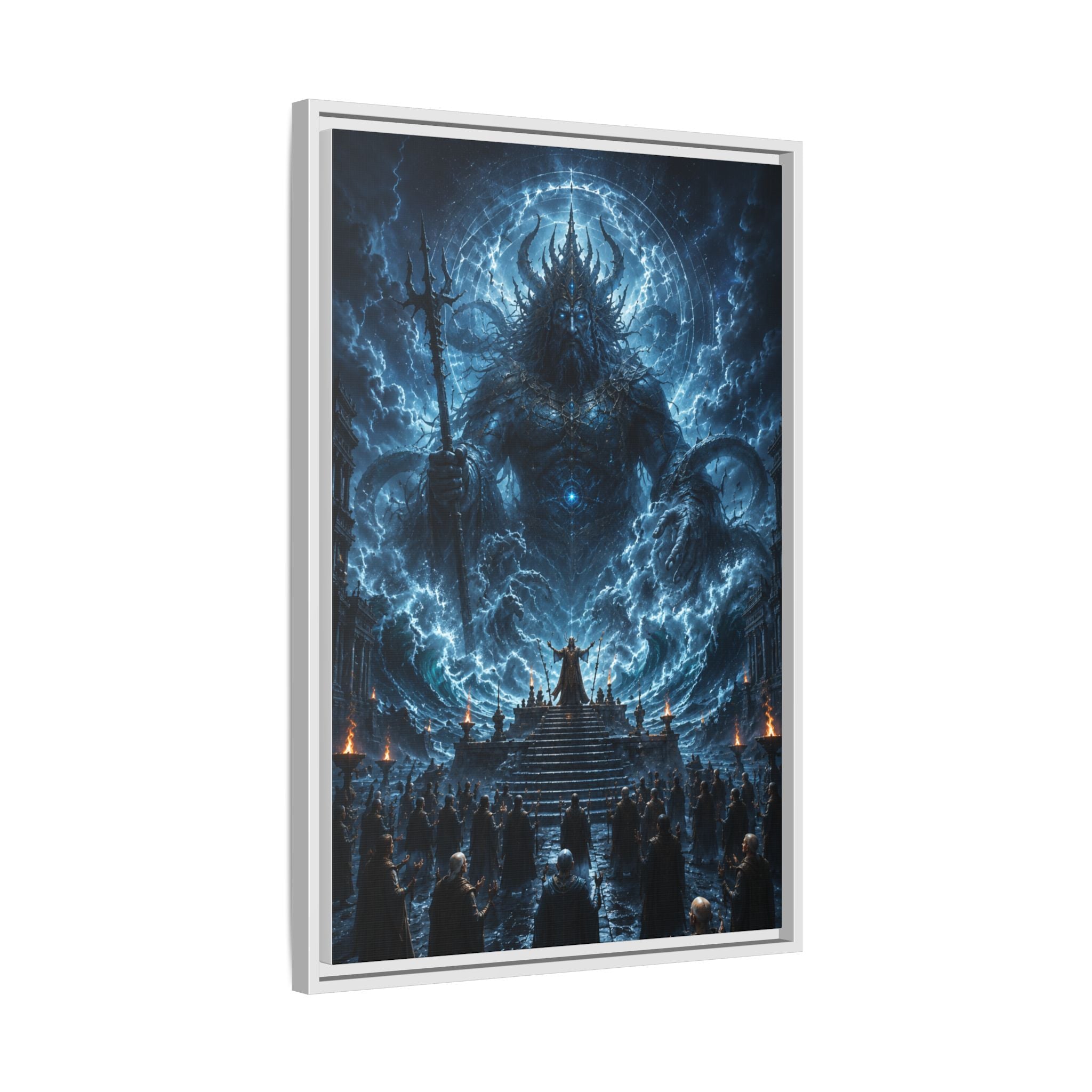 Framed Matte Canvas — Cosmic Dark Deity Art Print