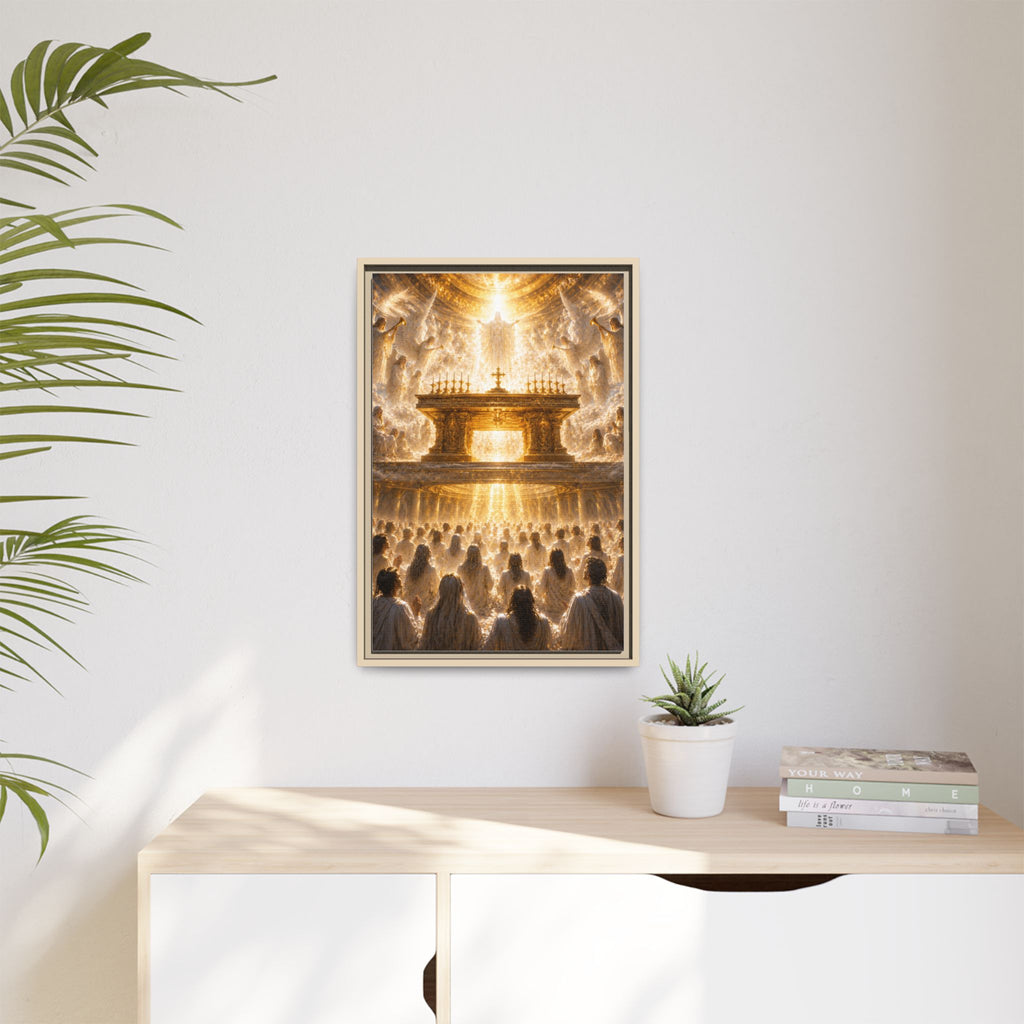 Heavenly Altar Matte Canvas Framed Wall Art — Spiritual Church Scene