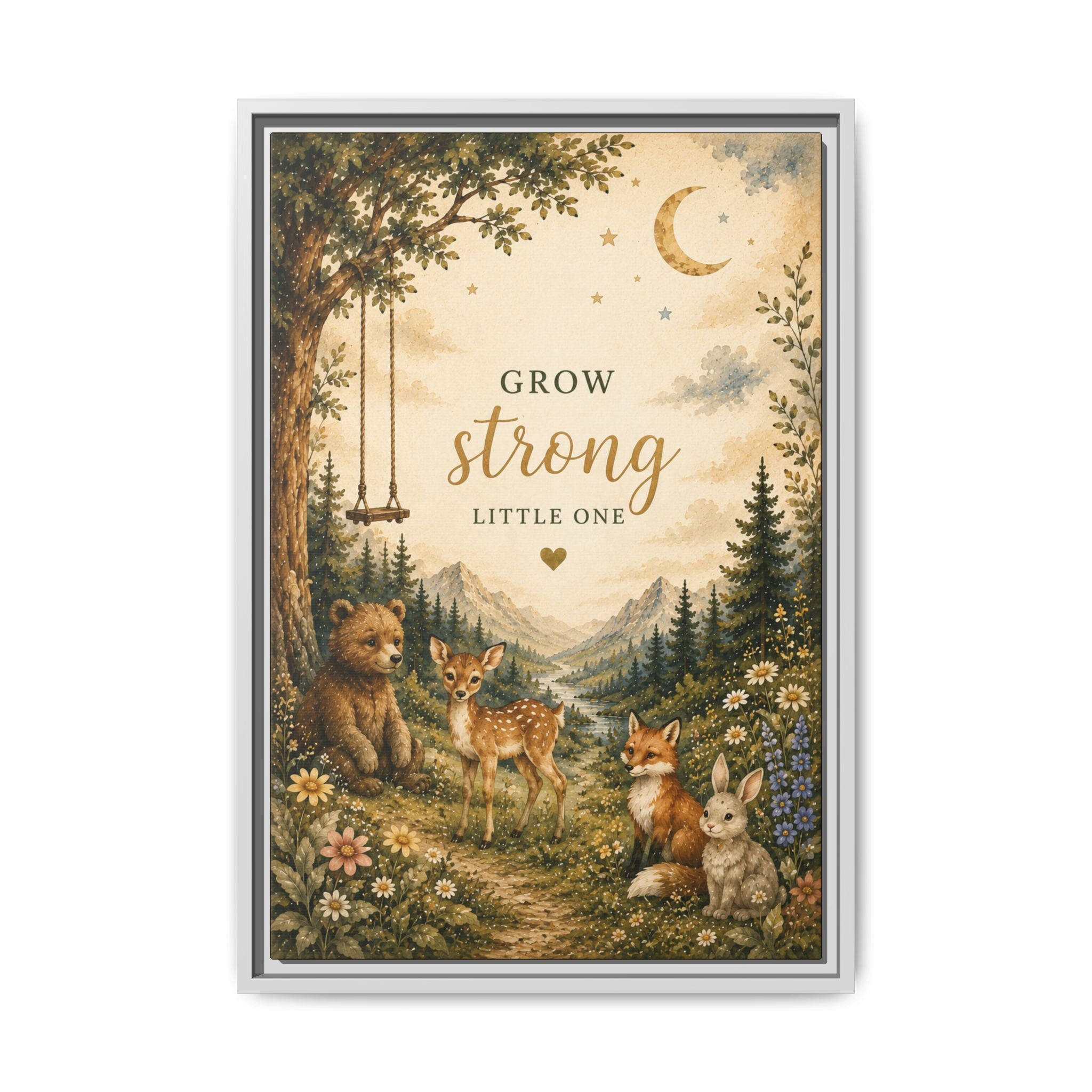 Grow Strong Little One nursery wall art Canvas