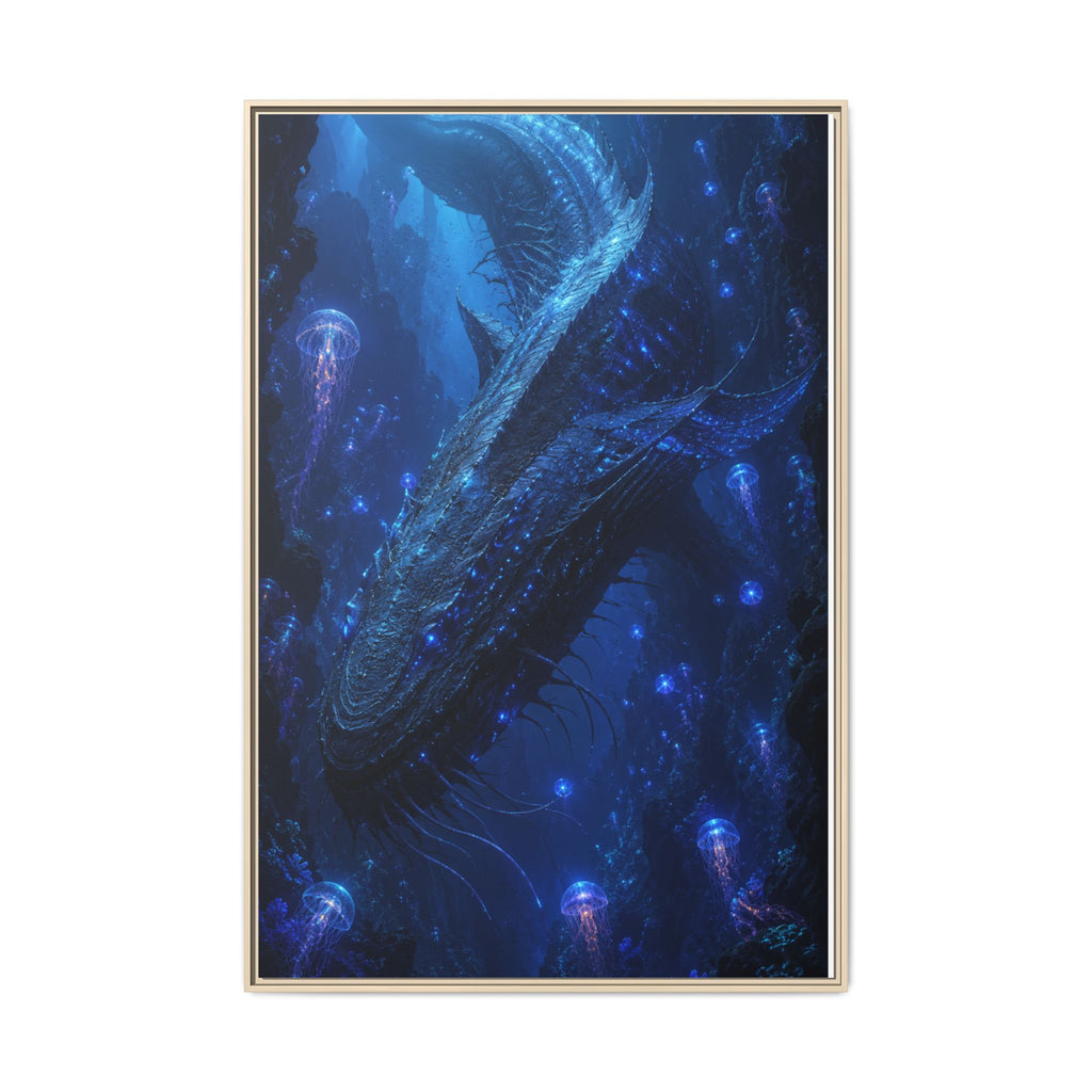 Framed Matte Canvas Art - Deep Sea Leviathan Fantasy Print