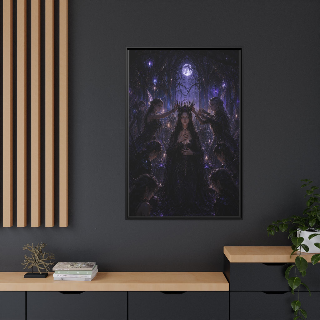 Gothic Moon Queen Framed Canvas Print