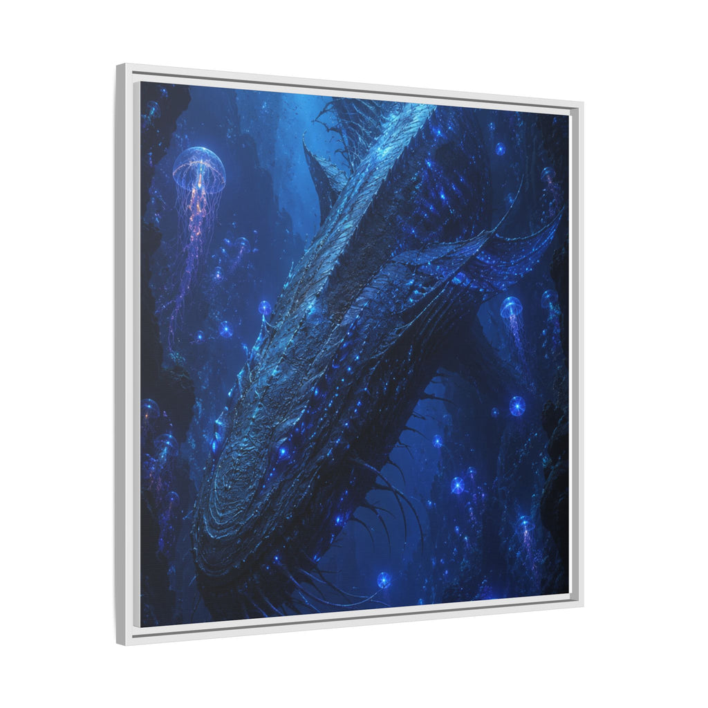 Framed Matte Canvas Art - Deep Sea Leviathan Fantasy Print