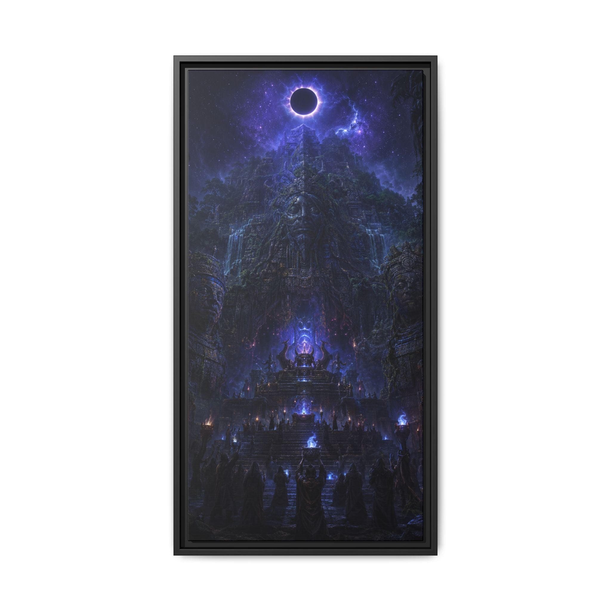 Dark Fantasy Fine Art Paper Print — Eclipse Over Mystic Citadel Fine Art Paper Print