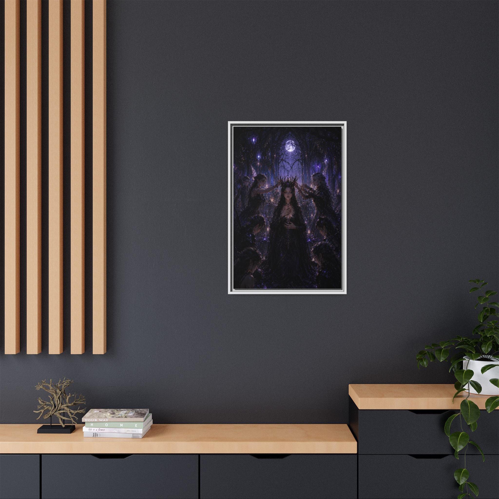 Gothic Moon Queen Framed Canvas Print