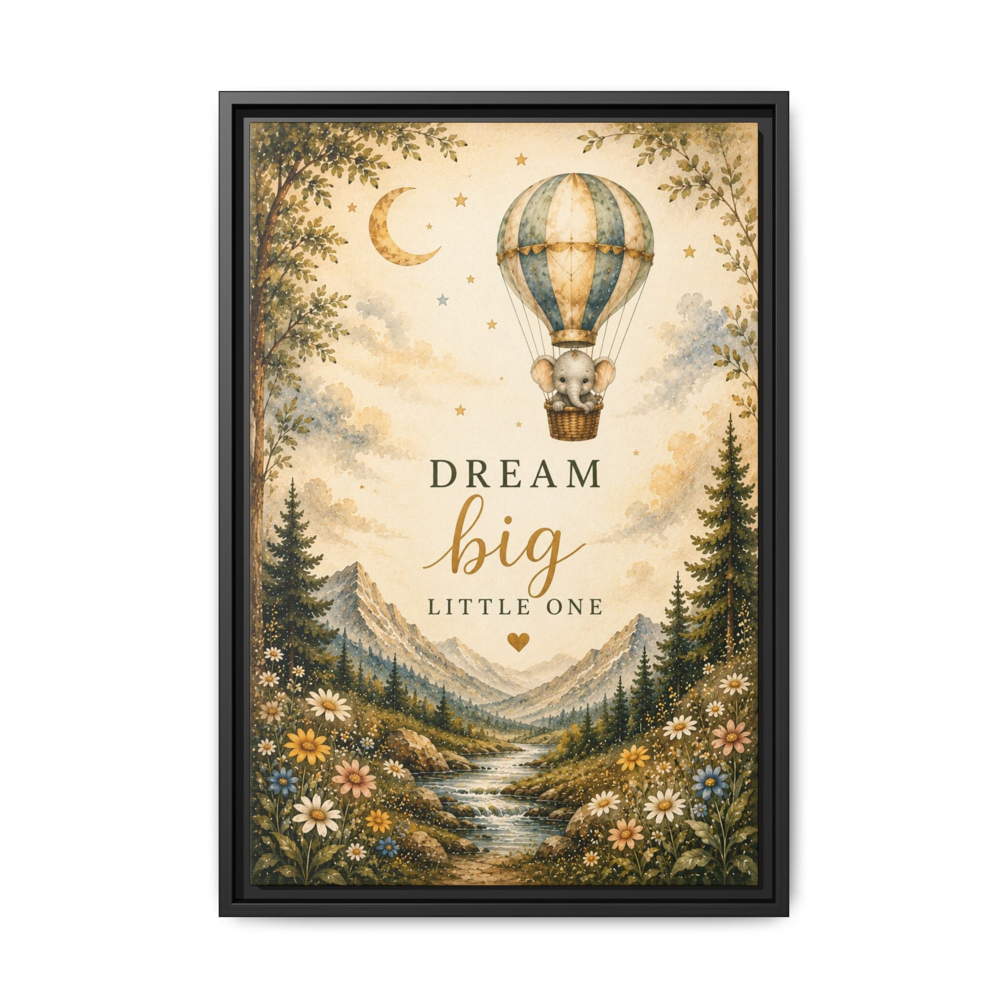 Dream Big Little One Hot Air Balloon Nursery Art Print, Canvas