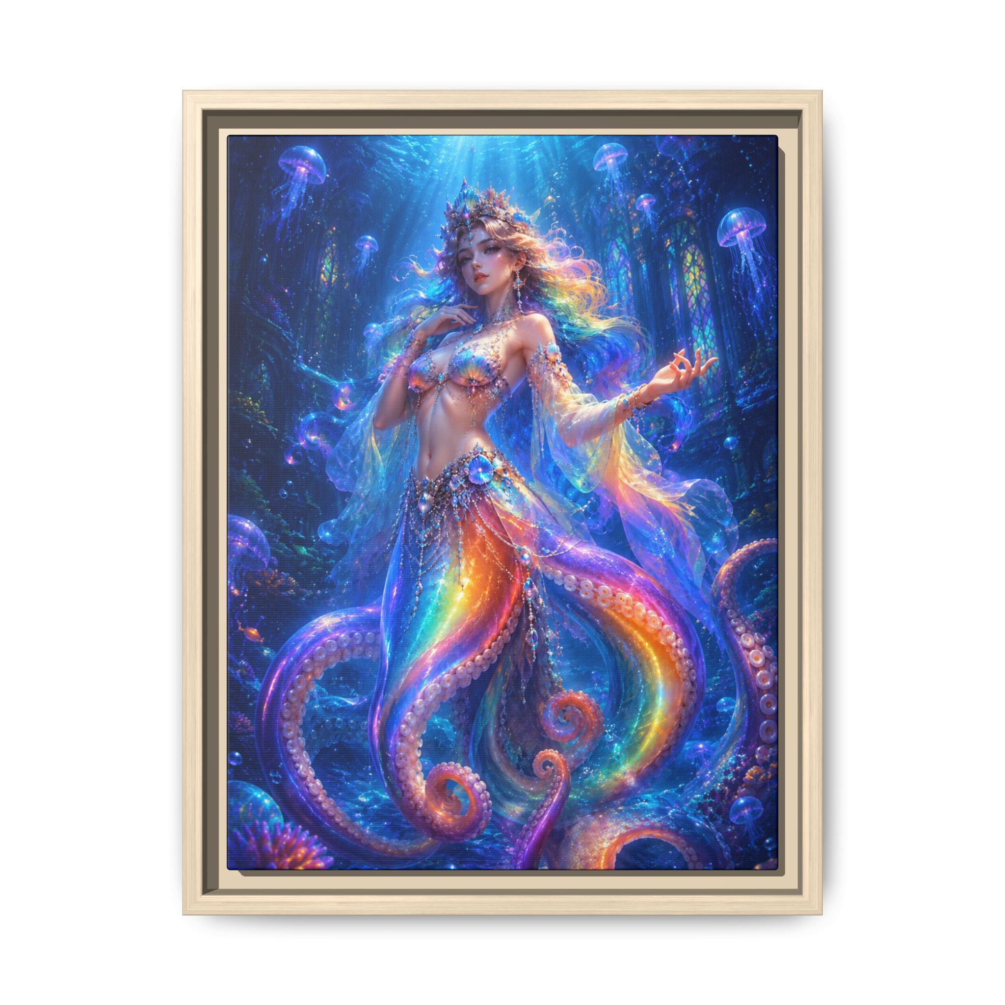 Fine Art Paper Print - Rainbow Octopus Goddess Wall Art