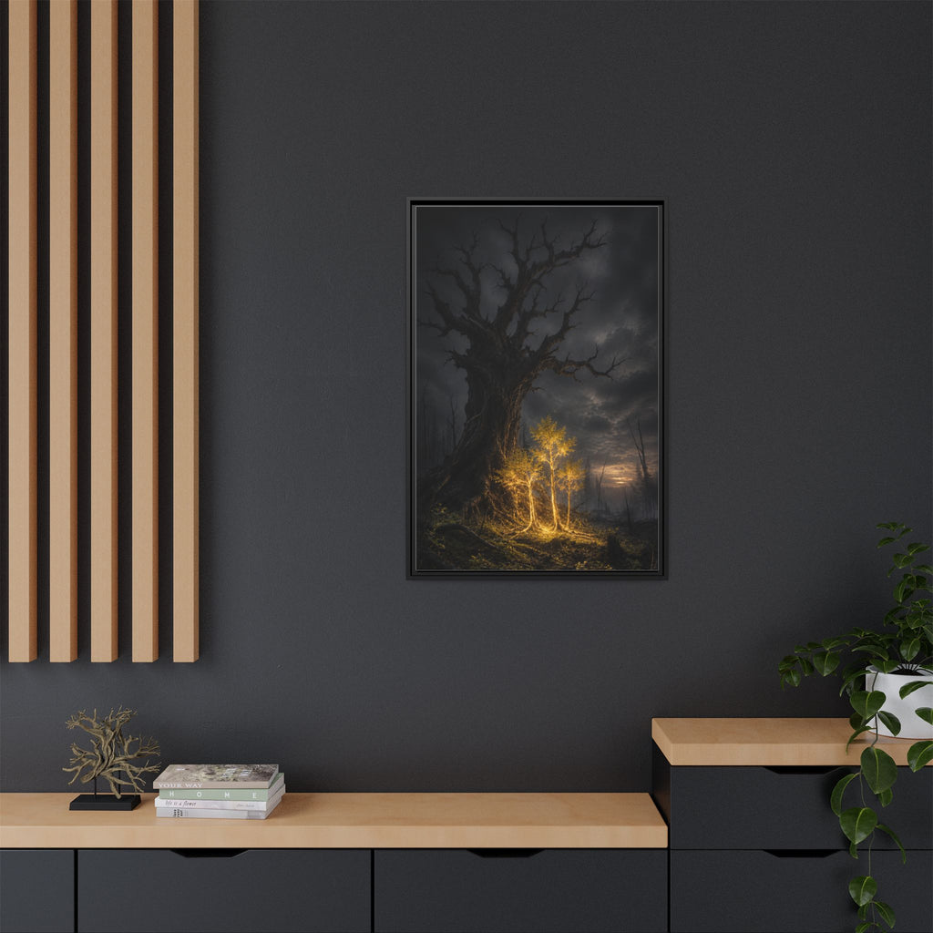 Framed Matte Canvas — Glowing Enchanted Tree Wall Art
