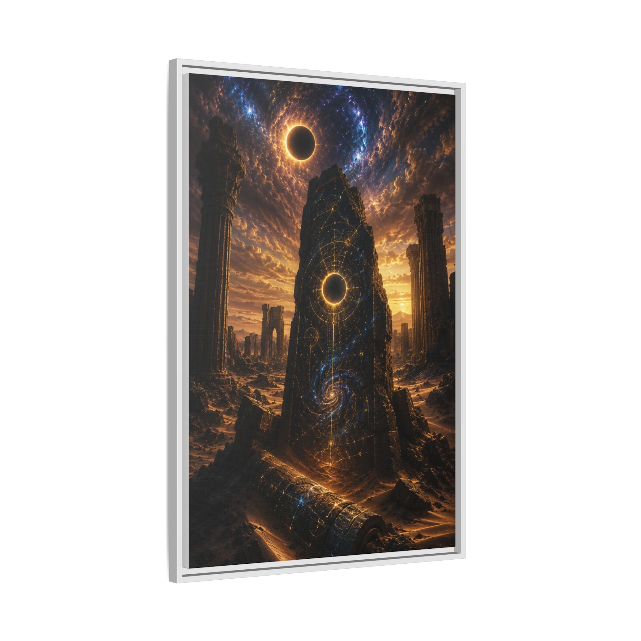 Framed Matte Canvas - Cosmic Obelisk Fantasy Wall Art