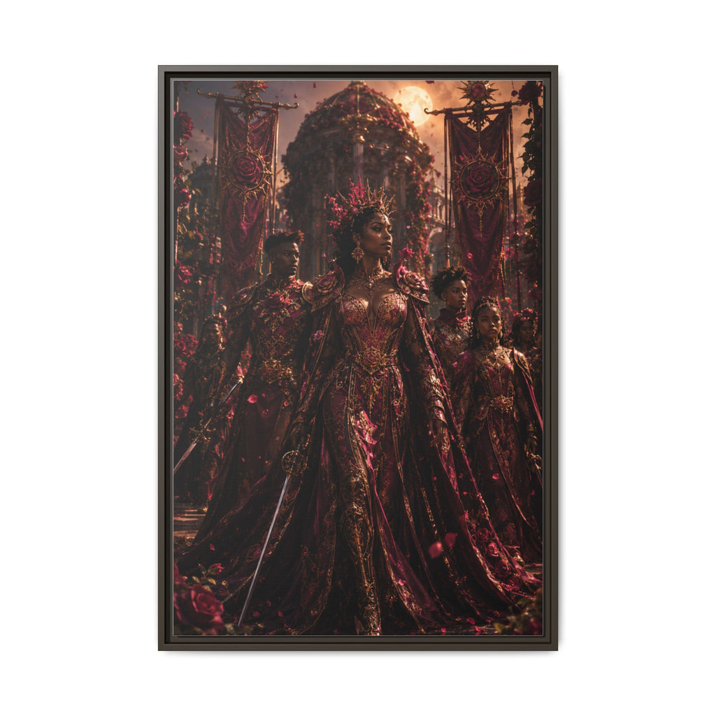Framed Matte Canvas Art — Regal Fantasy Queen Portrait