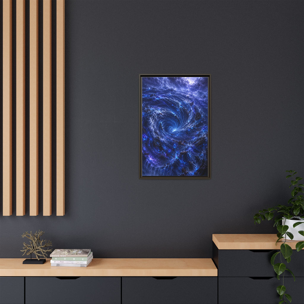 Framed Matte Canvas - Blue Cosmic Vortex Wall Art